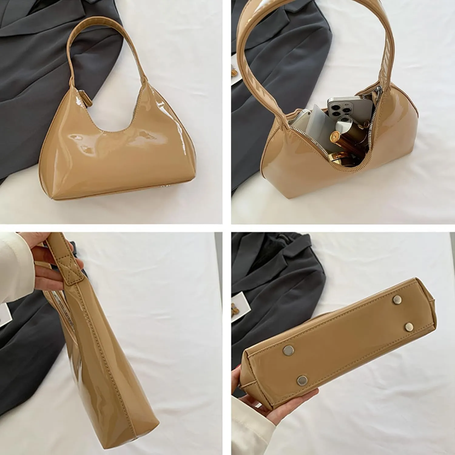 Burgundy Purse Vintage Shoulder Bag Unique Tote Purses for Women Fashion Hobo Hand Bag Womens Crescent Slouchy Bags