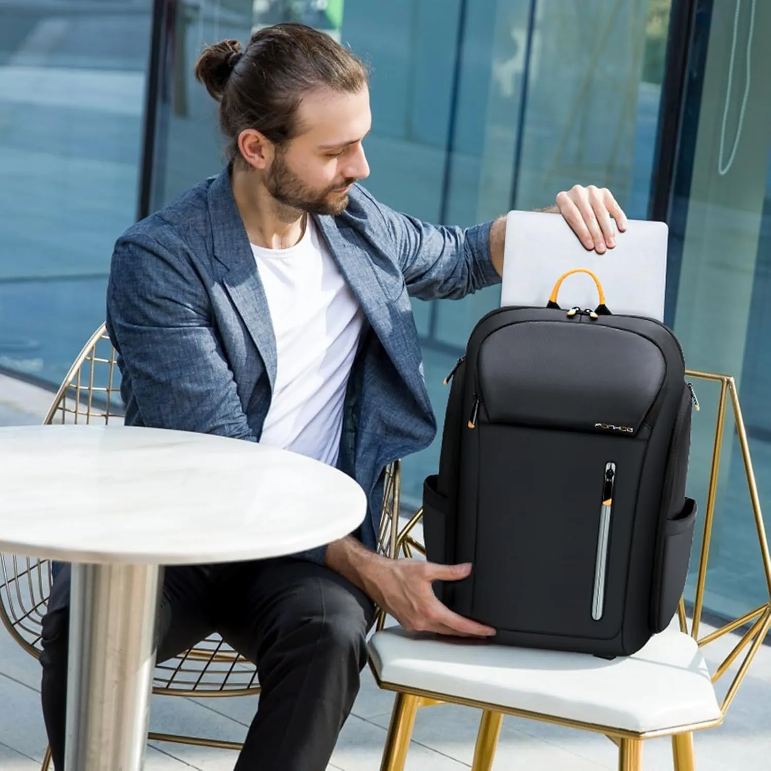 Business Backpack for Men -30L Airplane Approved Travel Backpacks with USB Charging Port Fit 17.3 inch Laptop 900D Nylon Water-Resistant Ergonomic Computer Bag Black