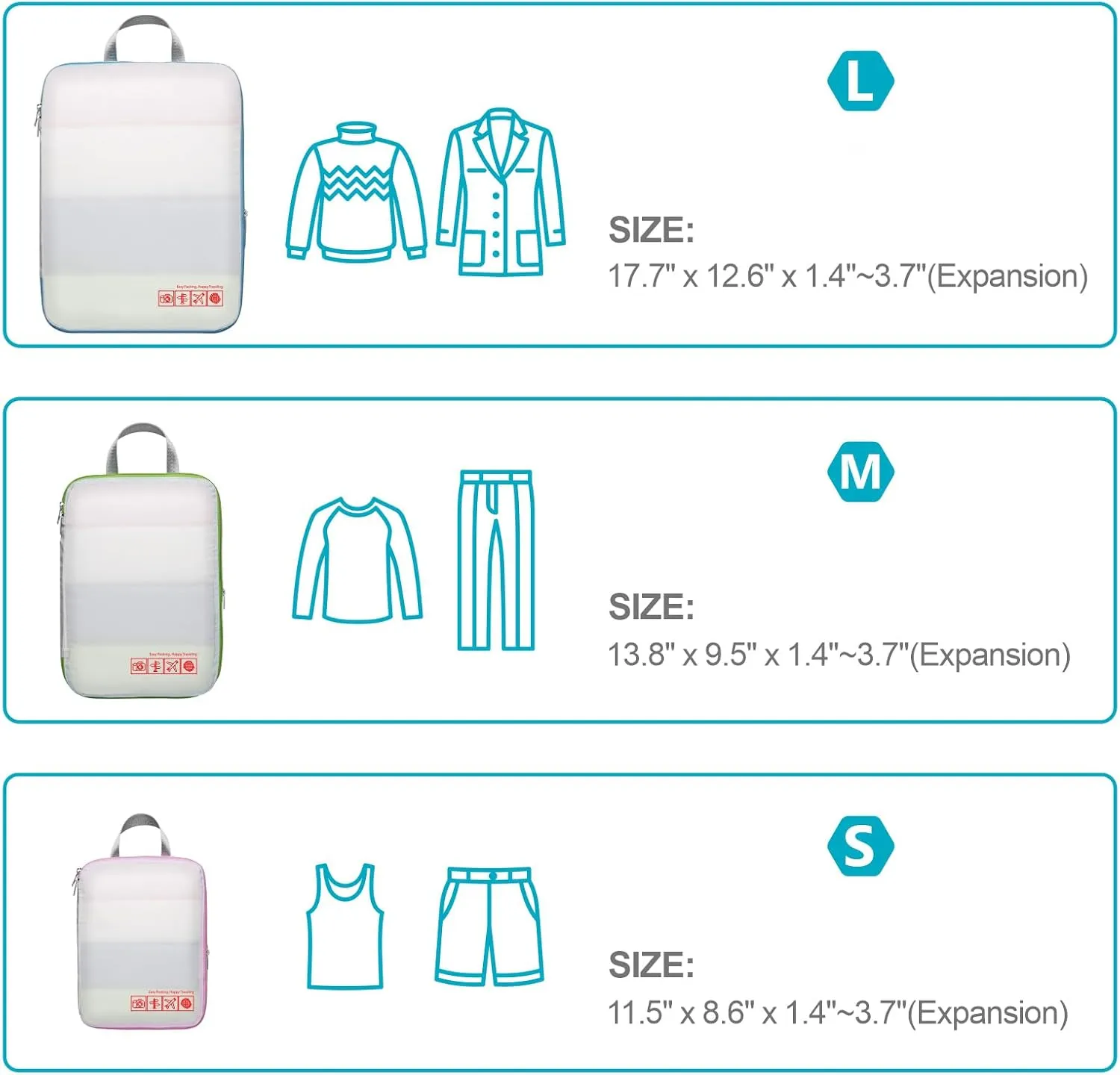 Cambond Compression Packing Cubes for Travel Women - Lightweight Luggage Organizers Bag Packing Cubes for Carry on Suitcases