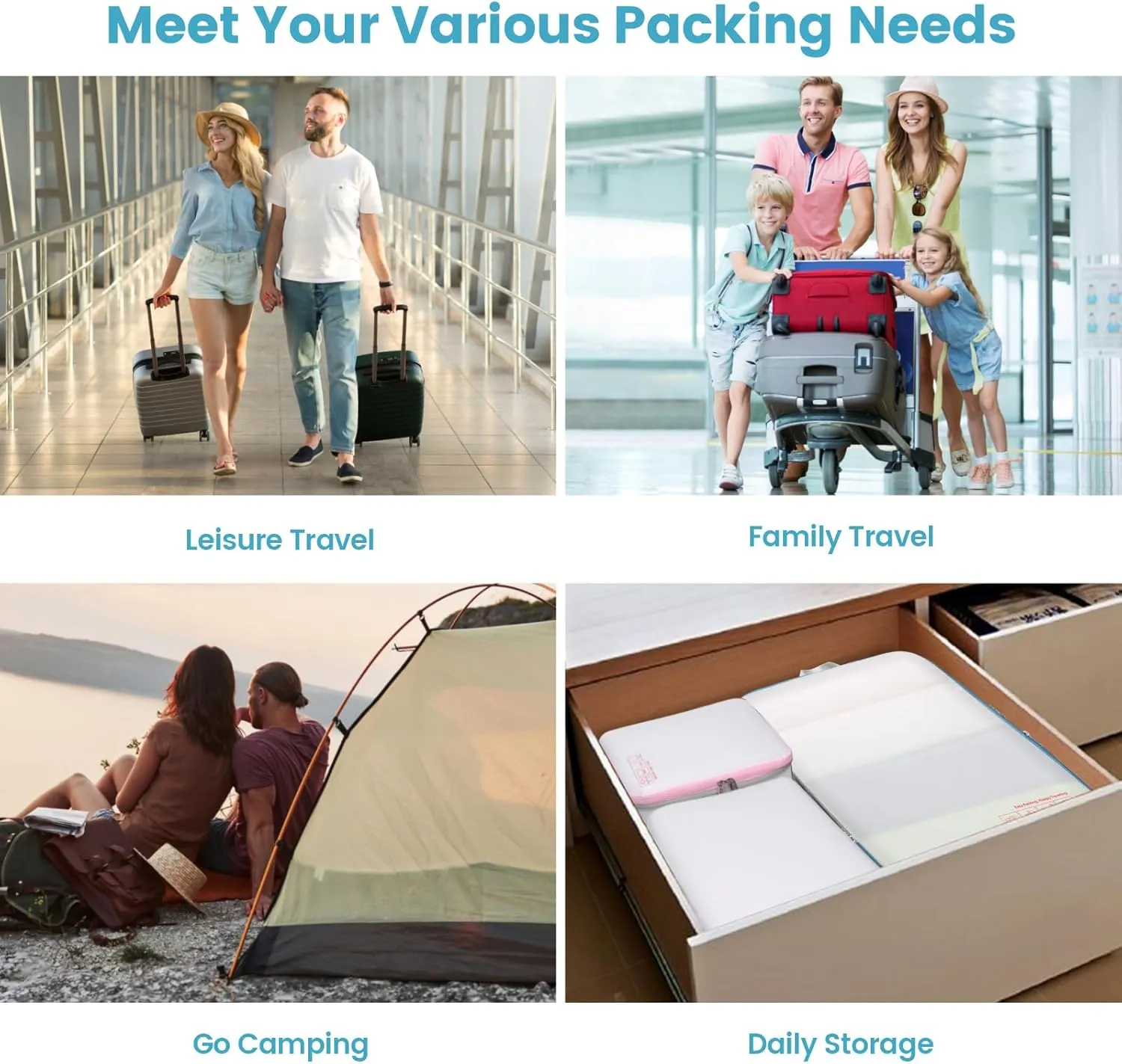Cambond Compression Packing Cubes for Travel Women - Lightweight Luggage Organizers Bag Packing Cubes for Carry on Suitcases