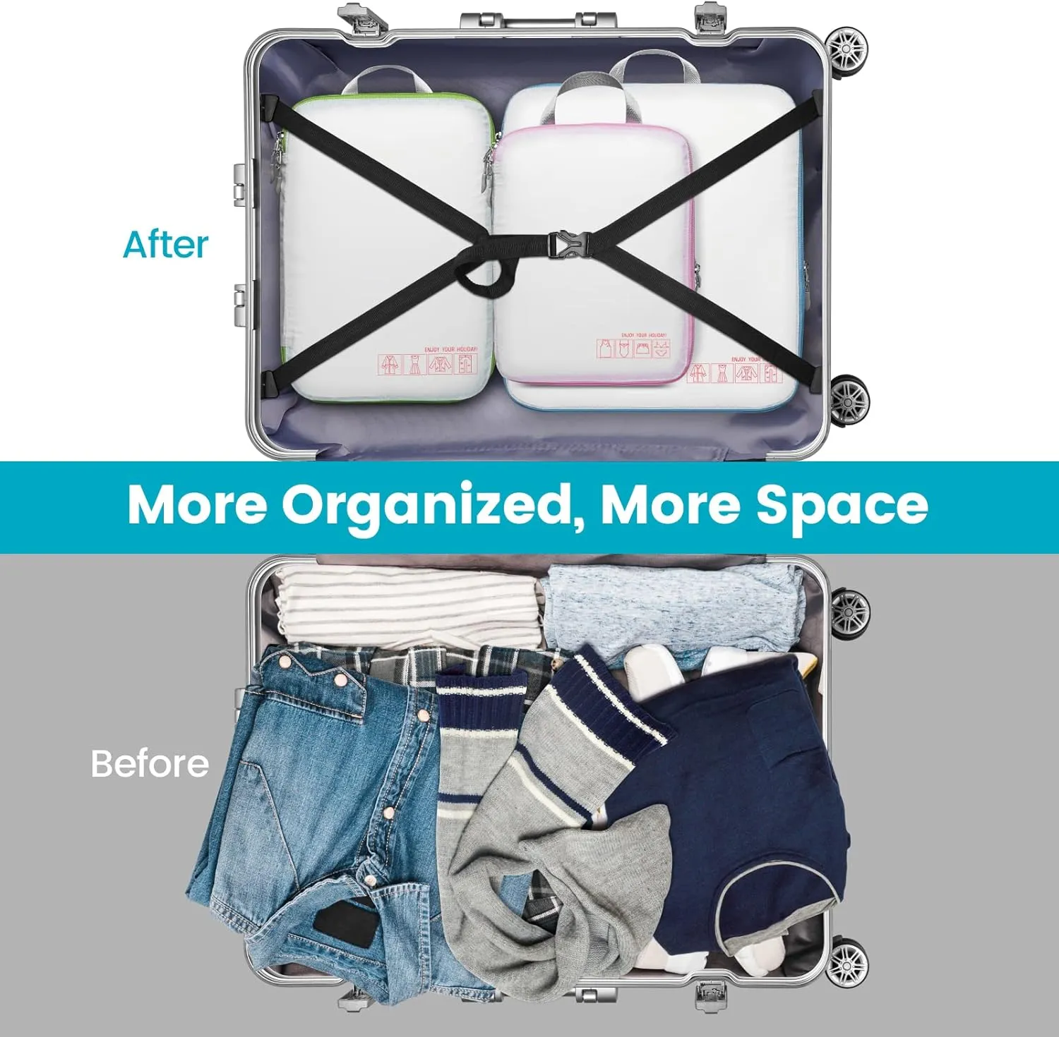 Cambond Compression Packing Cubes for Travel Women - Travel Bags Luggage Organizers Travel Essentials Compression Cubes for Travel Carry on Suitcases