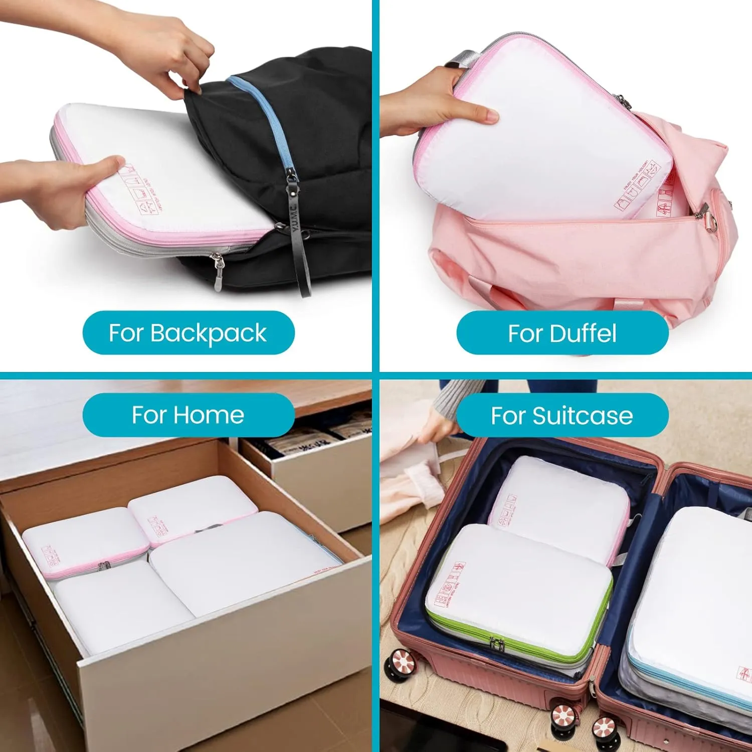 Cambond Compression Packing Cubes for Travel Women - Travel Bags Luggage Organizers Travel Essentials Compression Cubes for Travel Carry on Suitcases