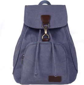 Canvas Drawstring Backpack Purse for Women Small Vintage Rucksack Multi-Pocket Laptop Daypacks for Travel Shopping Work Outdoor