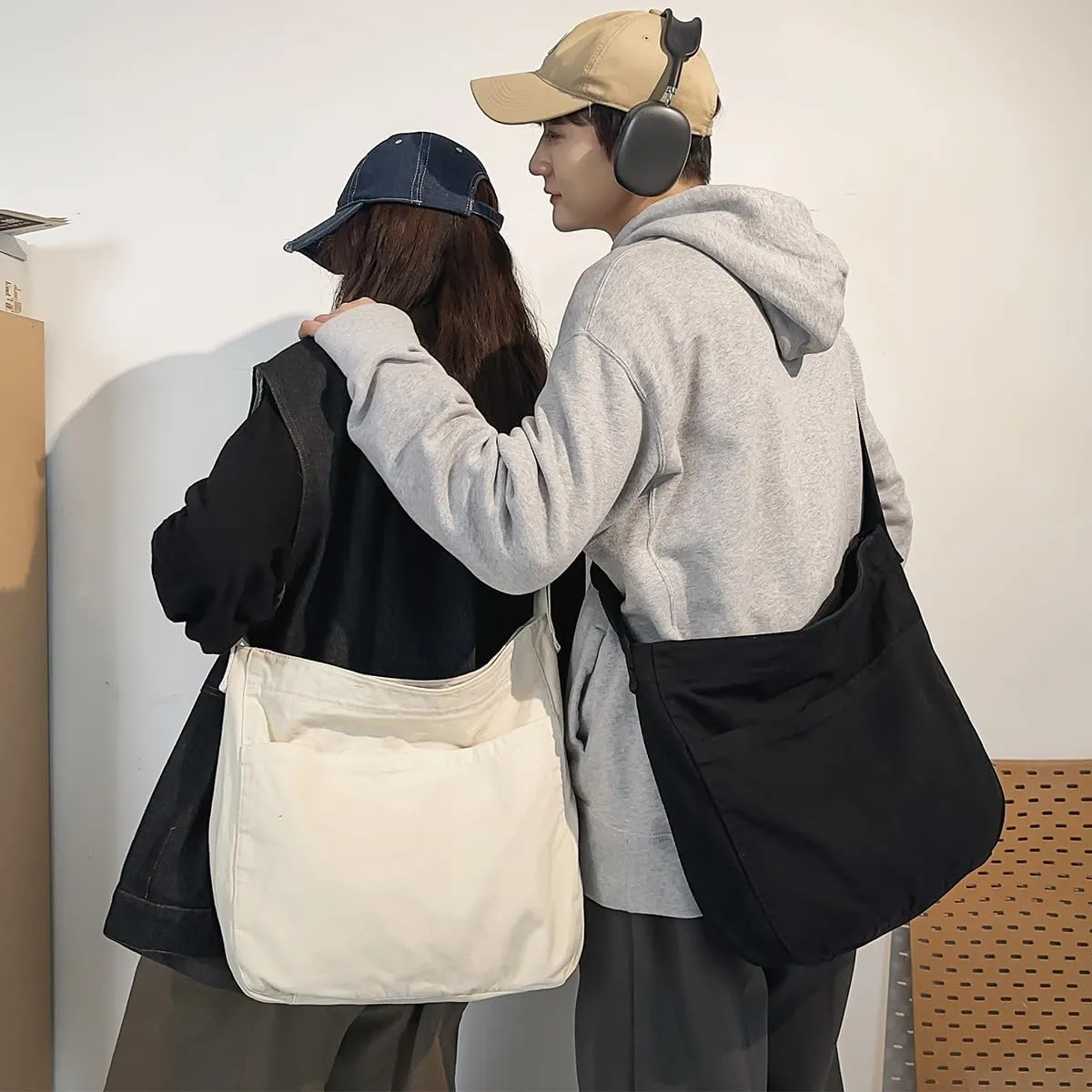 Canvas Tote Bag for Women Men Unisex Purses Women's Crossbody Handbags Hobo Shoulder Bag for Teen Girls