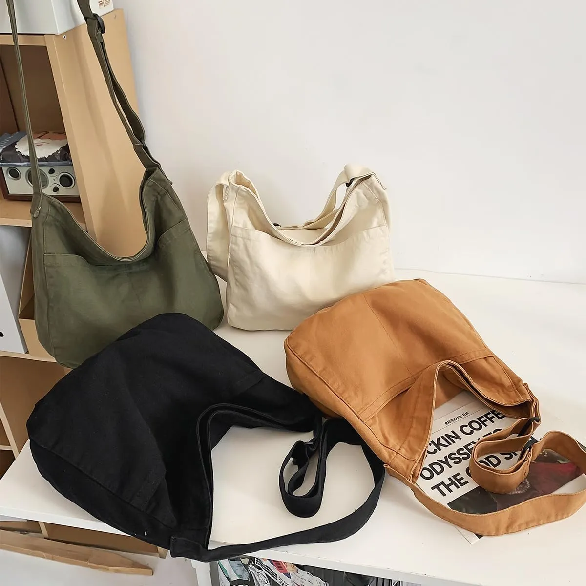 Canvas Tote Bag for Women Men Unisex Purses Women's Crossbody Handbags Hobo Shoulder Bag for Teen Girls