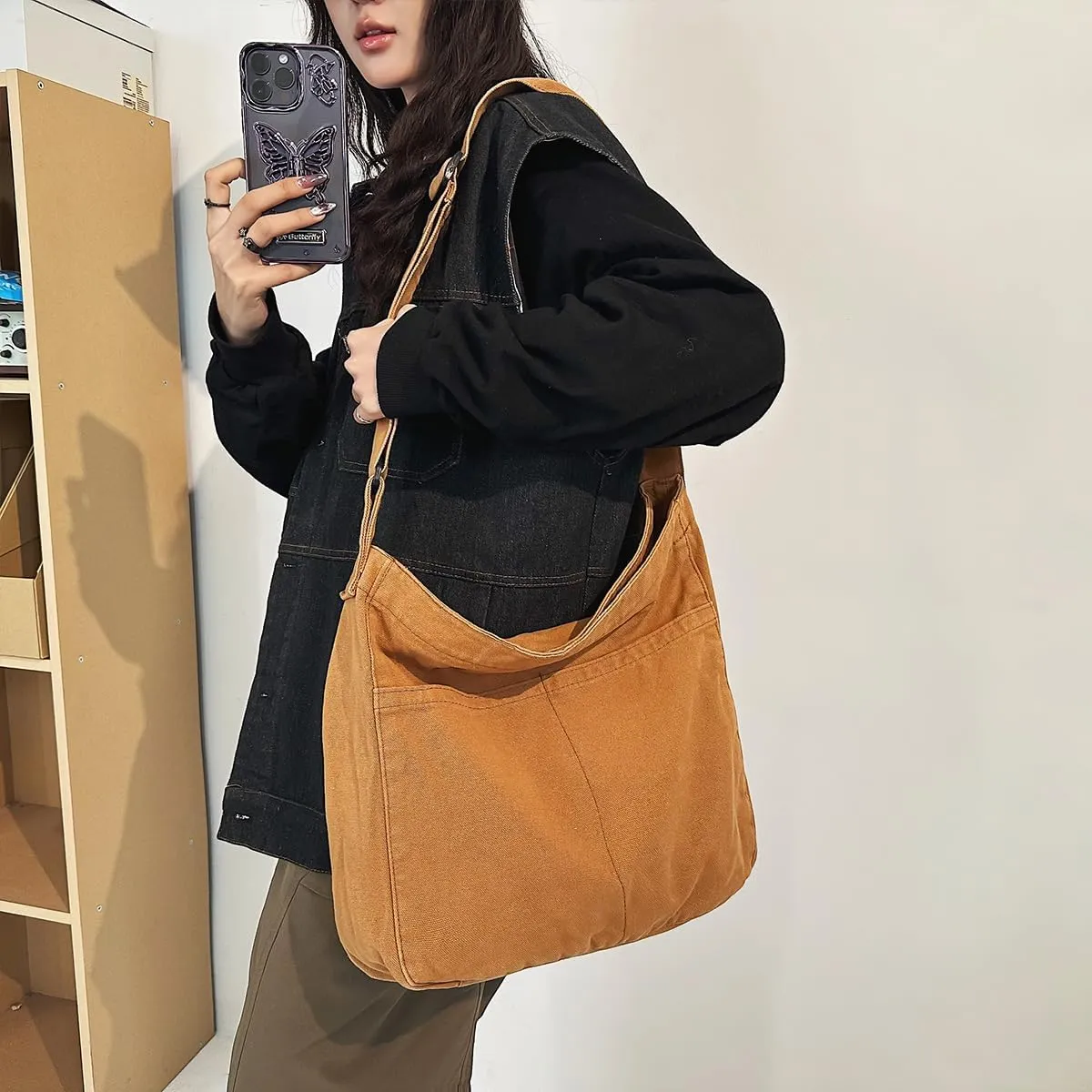 Canvas Tote Bag for Women Men Unisex Purses Women's Crossbody Handbags Hobo Shoulder Bag for Teen Girls