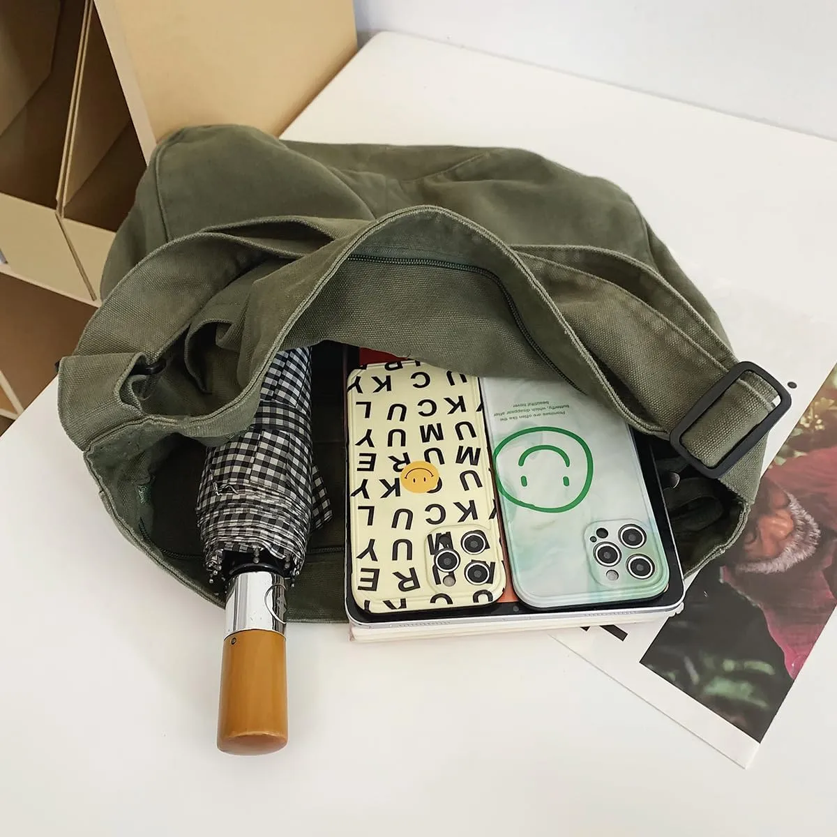 Canvas Tote Bag for Women Men Unisex Purses Women's Crossbody Handbags Hobo Shoulder Bag for Teen Girls