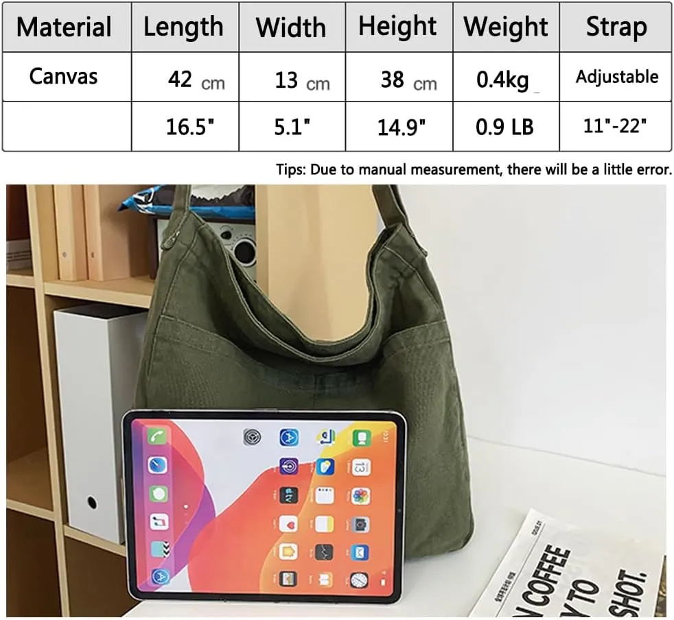 Canvas Tote Bag for Women Men Unisex Purses Women's Crossbody Handbags Hobo Shoulder Bag for Teen Girls