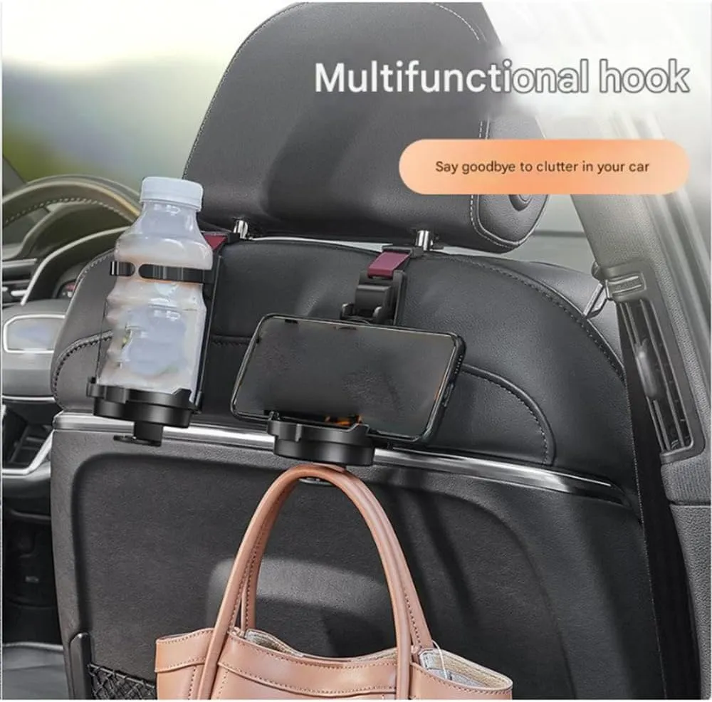 Car Seat Headrest Hook for VW Phaeton (5seats/Long axis) 2002-2016,Car Seat Hooks with Phone Holder for Purse,Even Bottle,Backpacks Car Interior Storage Accessories,B