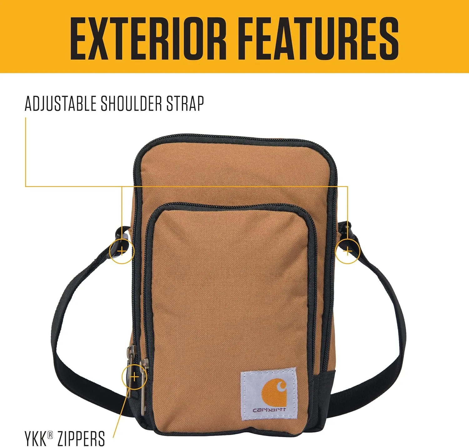 Carhartt Crossbody Zip Bag, Durable, Adjustable Crossbody Bag with Zipper Closure for Men and Women