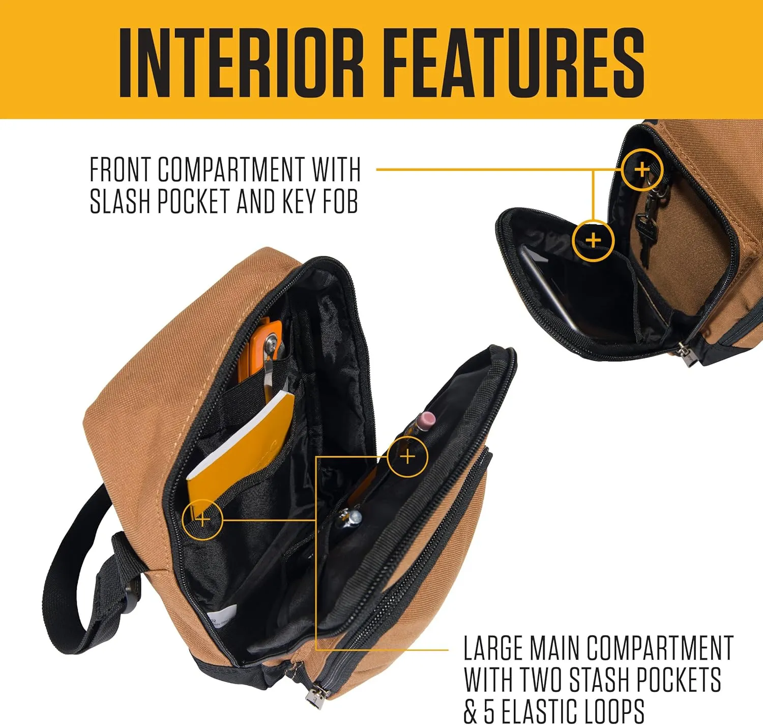 Carhartt Crossbody Zip Bag, Durable, Adjustable Crossbody Bag with Zipper Closure for Men and Women