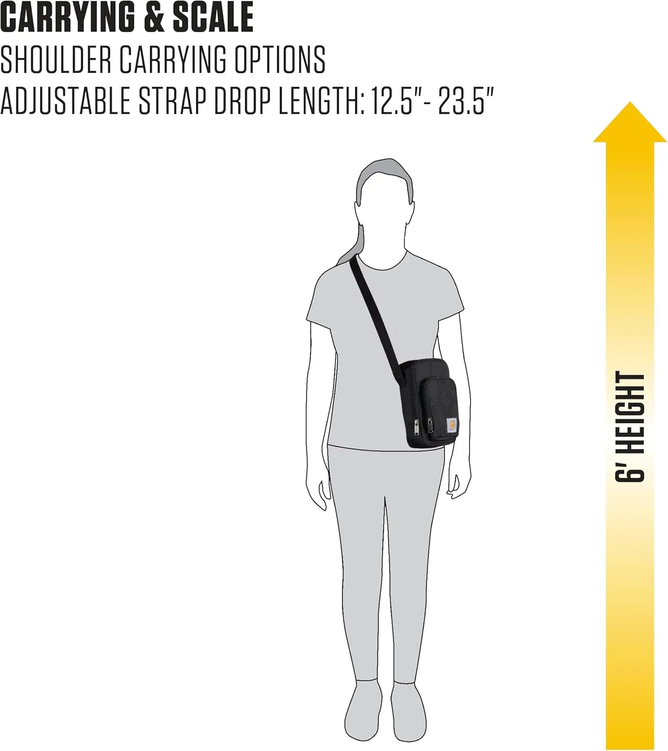 Carhartt Crossbody Zip Bag, Durable, Adjustable Crossbody Bag with Zipper Closure for Men and Women