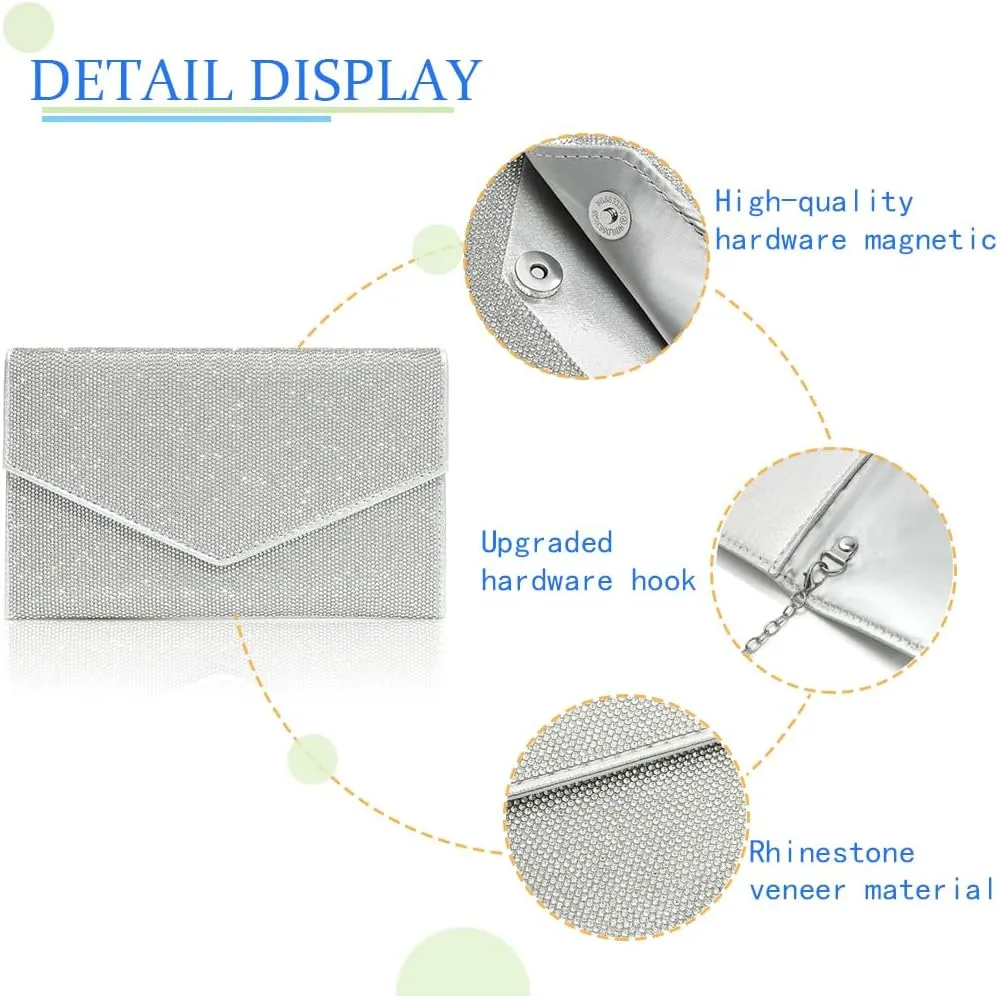 CARIEDO Women's Evening Bag Elegant Clutch Delicate PU Leather Flap Handbag Prom Wedding Party