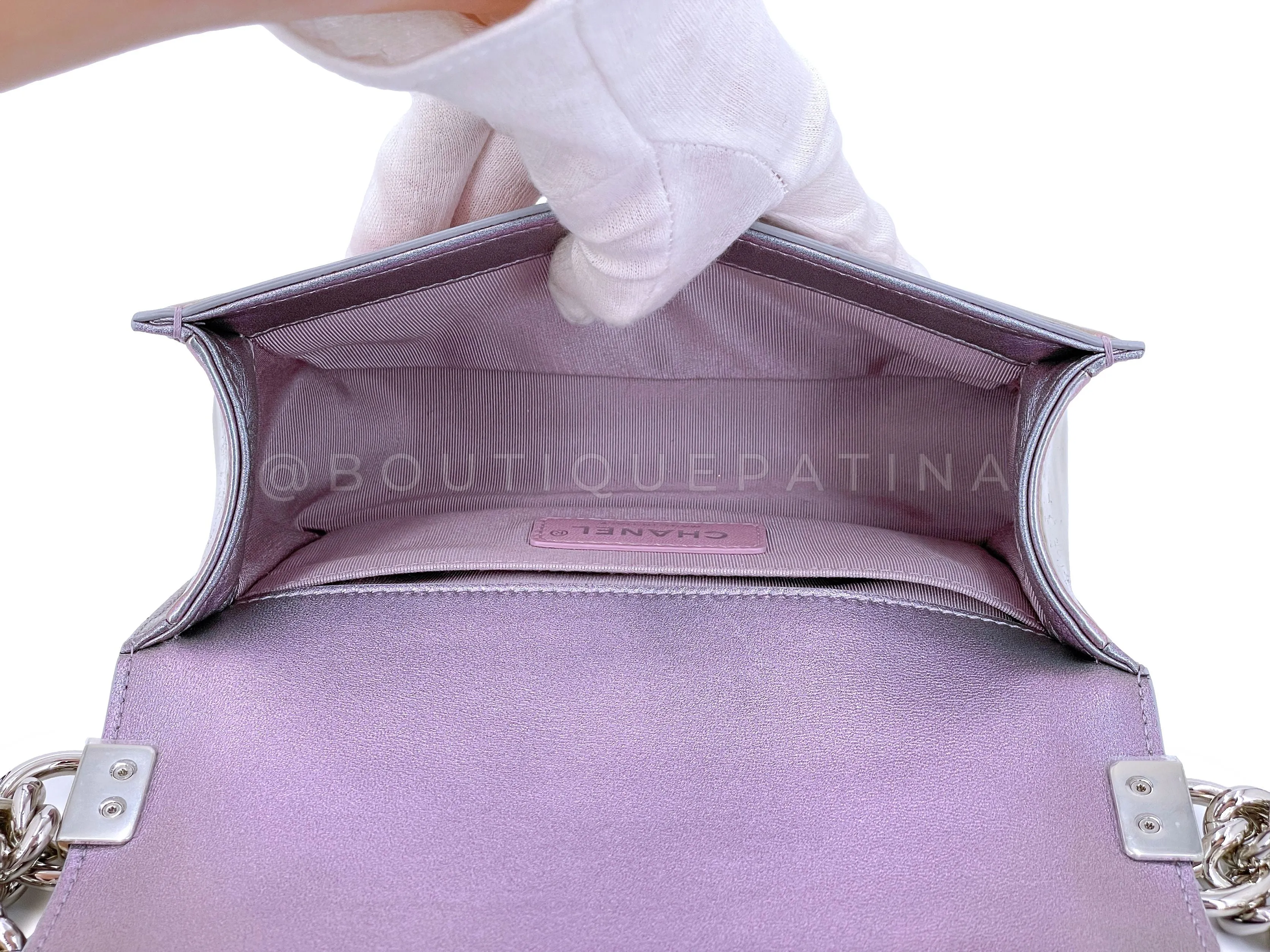 Chanel 18S Purple Mermaid Iridescent Water Boy Flap Bag Small