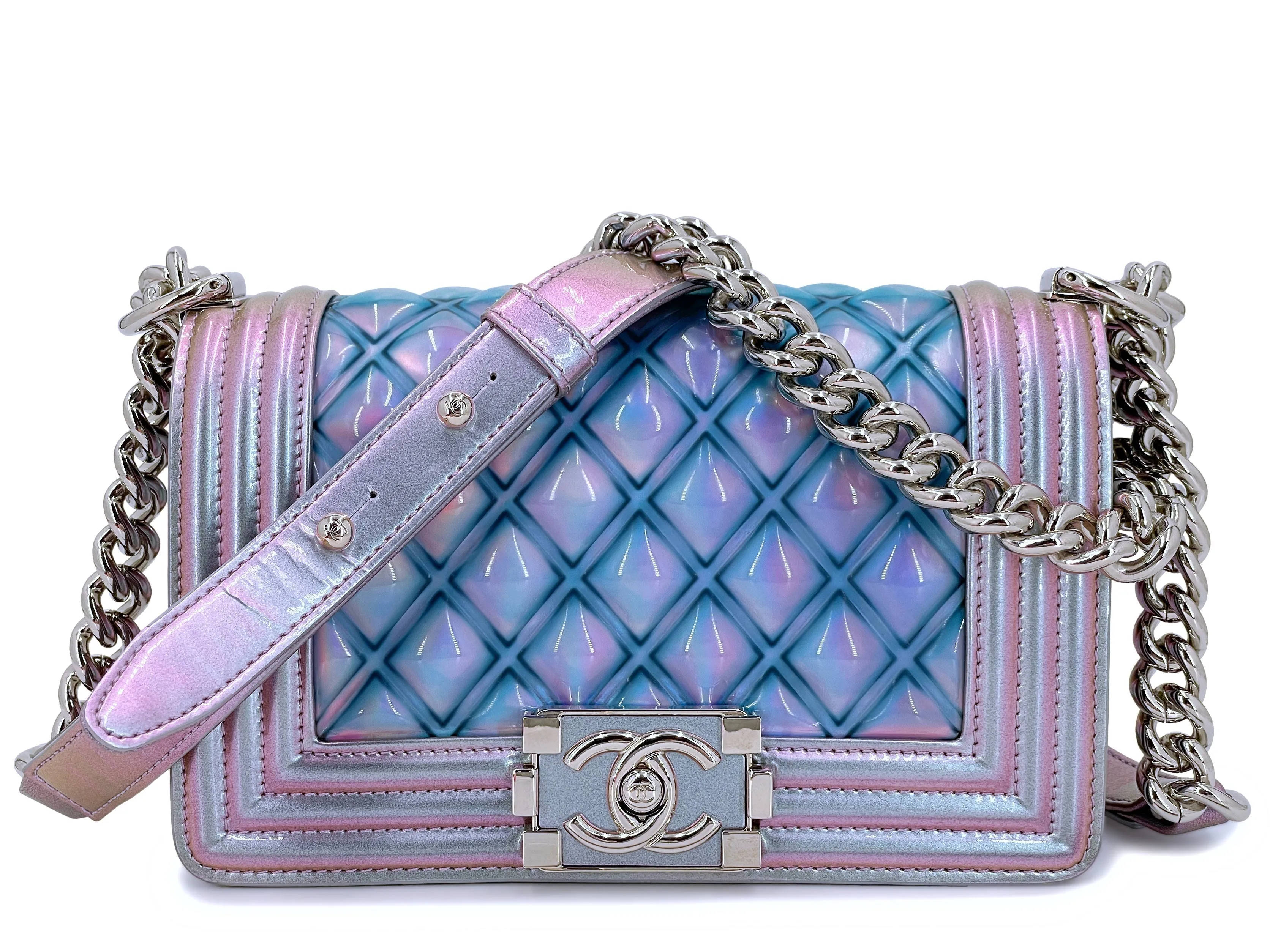 Chanel 18S Purple Mermaid Iridescent Water Boy Flap Bag Small