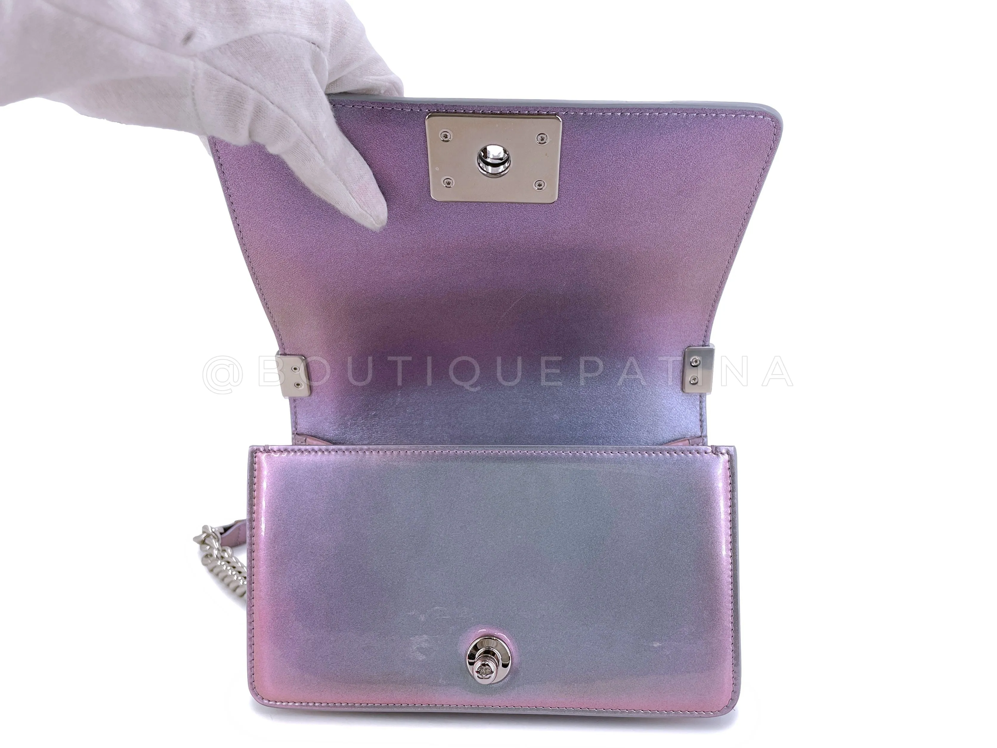 Chanel 18S Purple Mermaid Iridescent Water Boy Flap Bag Small