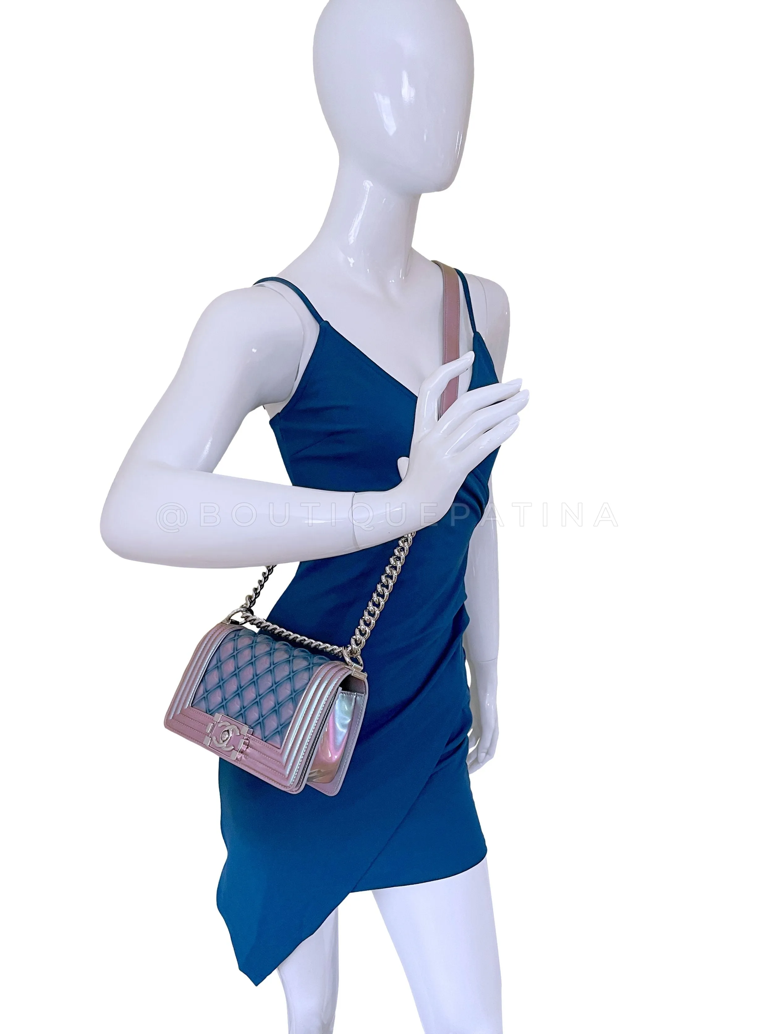 Chanel 18S Purple Mermaid Iridescent Water Boy Flap Bag Small