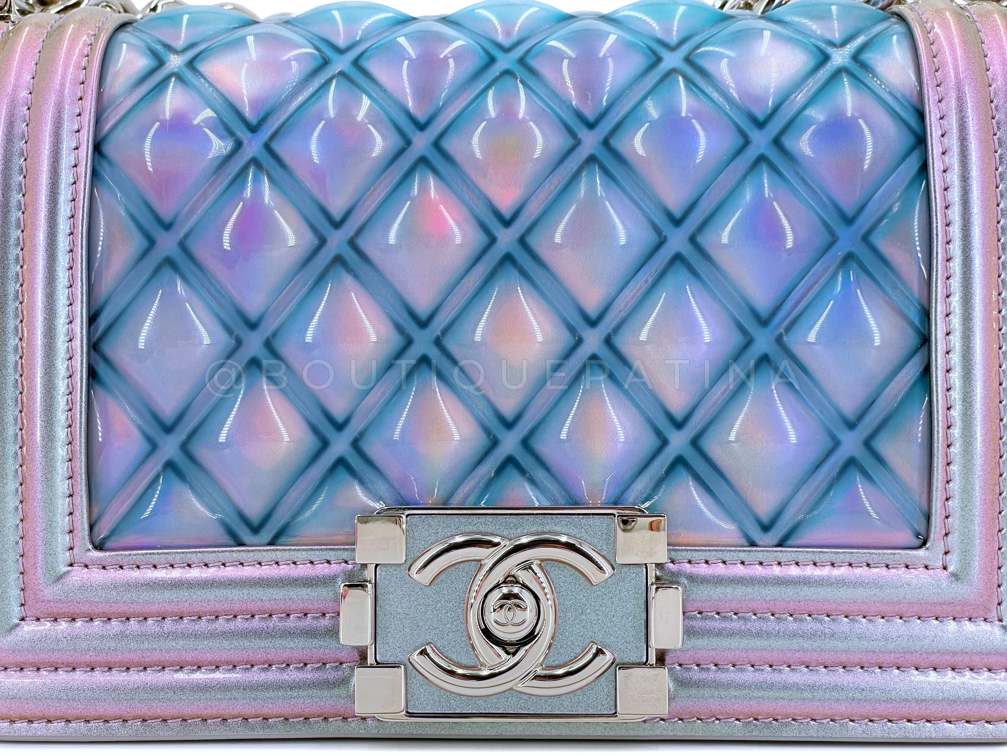 Chanel 18S Purple Mermaid Iridescent Water Boy Flap Bag Small