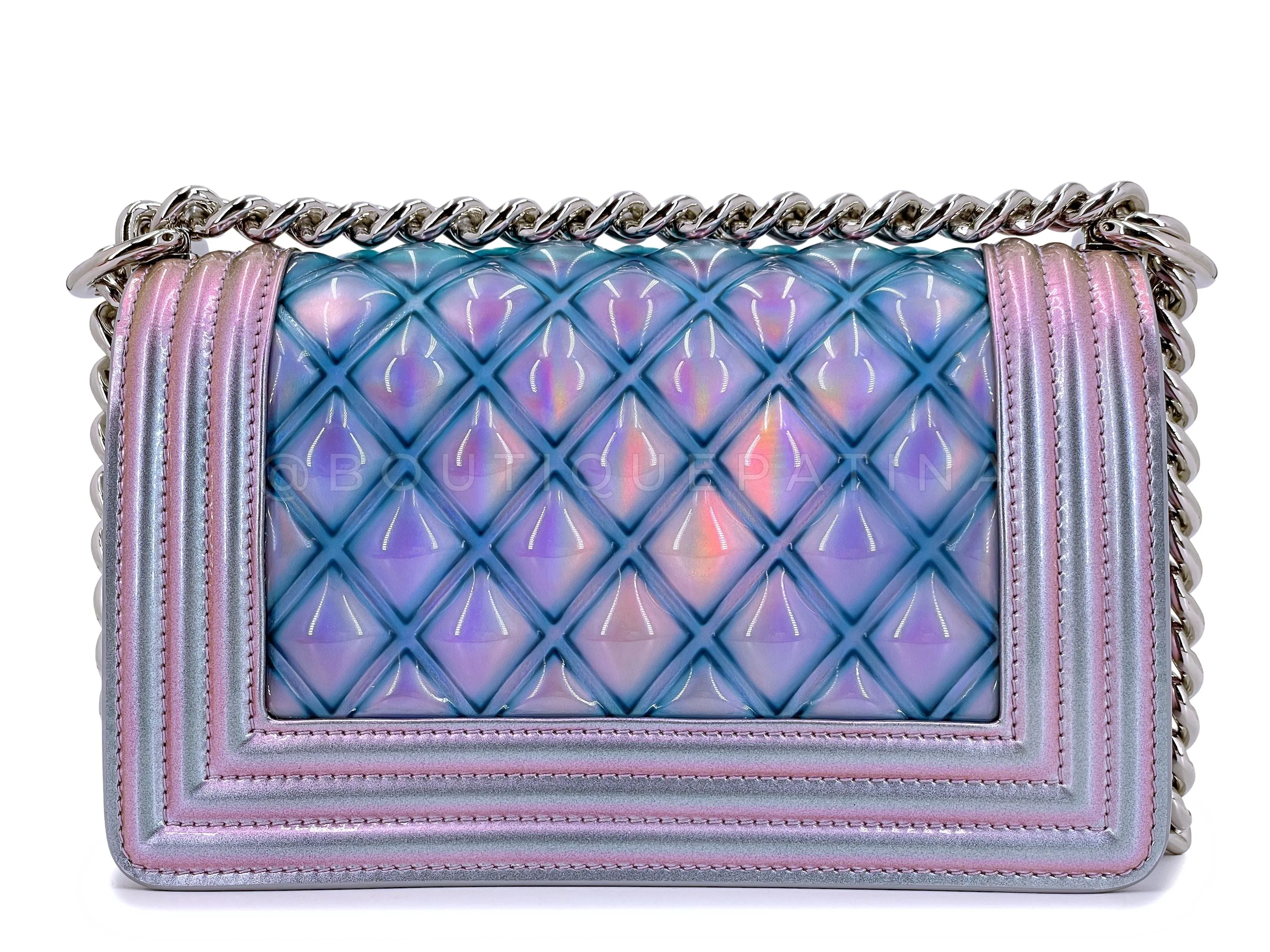 Chanel 18S Purple Mermaid Iridescent Water Boy Flap Bag Small