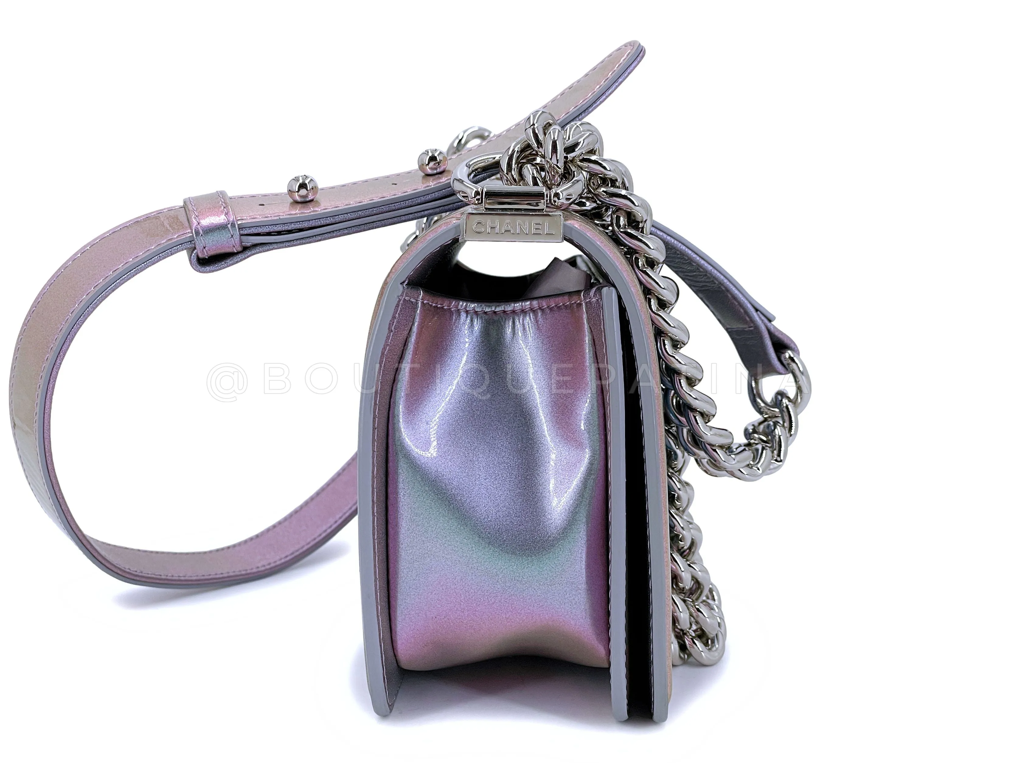 Chanel 18S Purple Mermaid Iridescent Water Boy Flap Bag Small