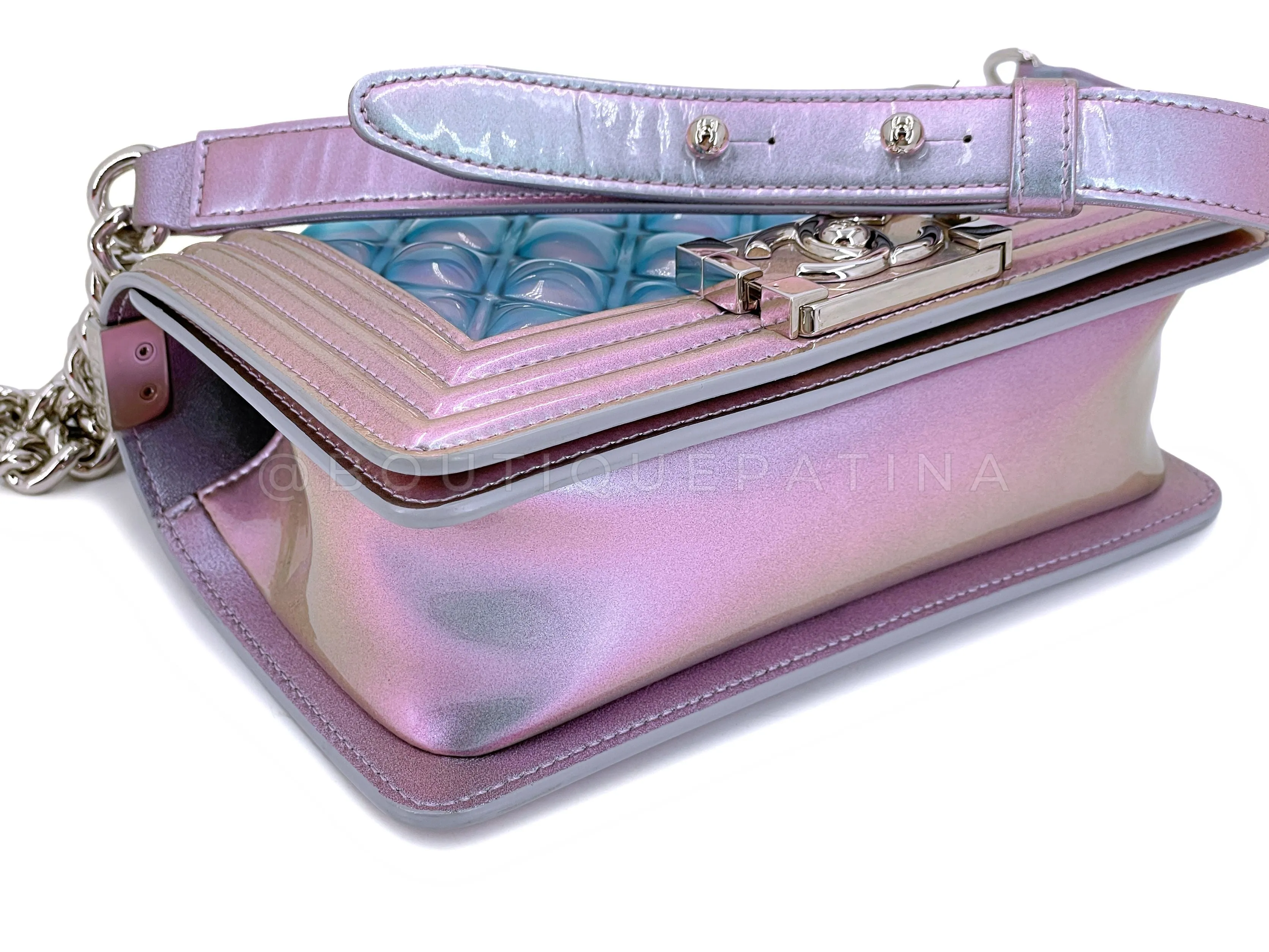 Chanel 18S Purple Mermaid Iridescent Water Boy Flap Bag Small