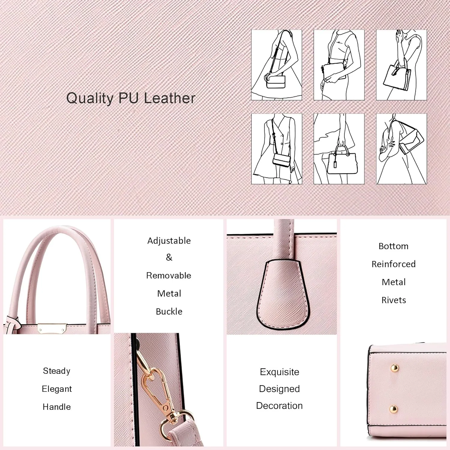 CHICAROUSAL Crossbody Purses and Handbags for Women PU Leather Tote Shoulder Bags Top Handle Satchel