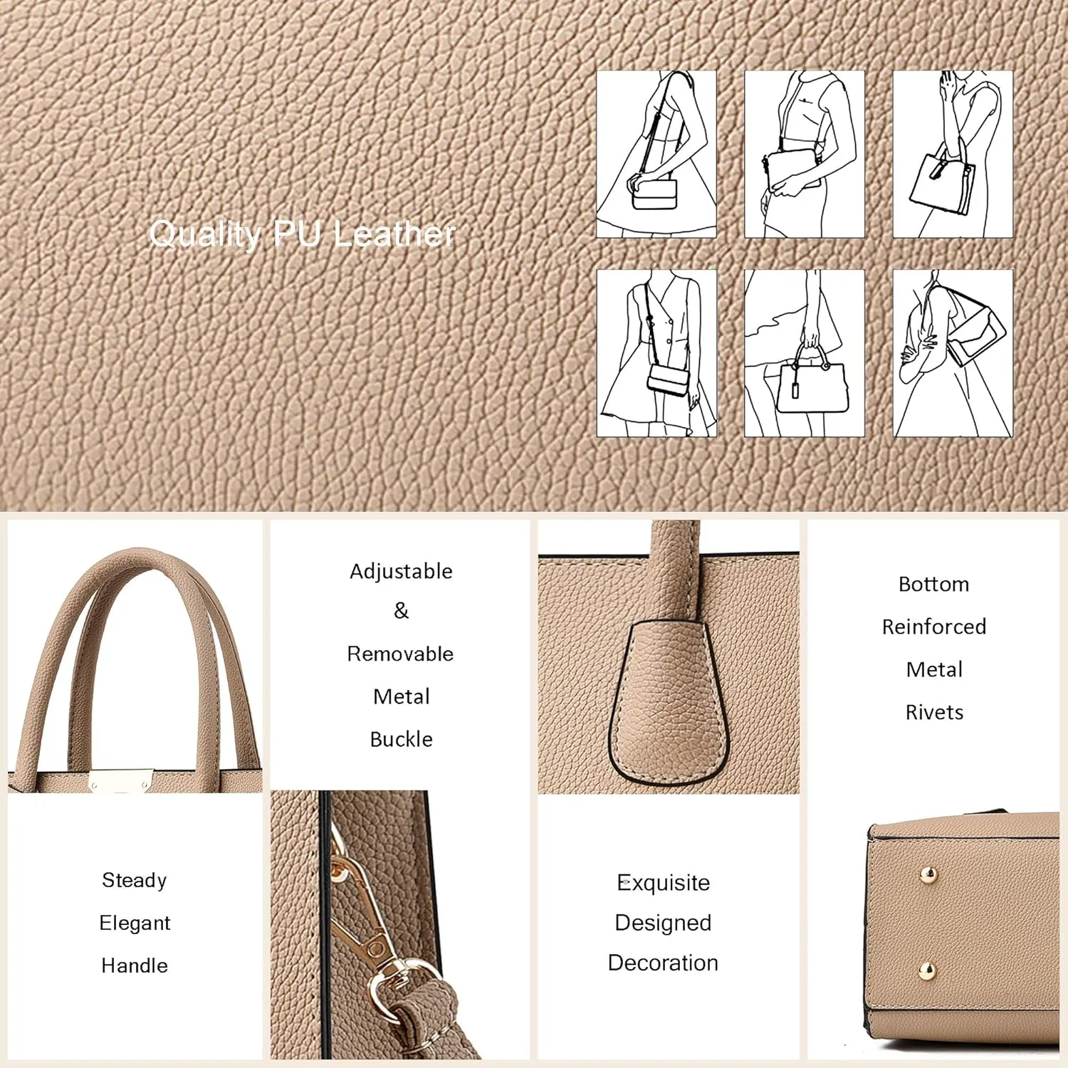 CHICAROUSAL Crossbody Purses and Handbags for Women PU Leather Tote Shoulder Bags Top Handle Satchel