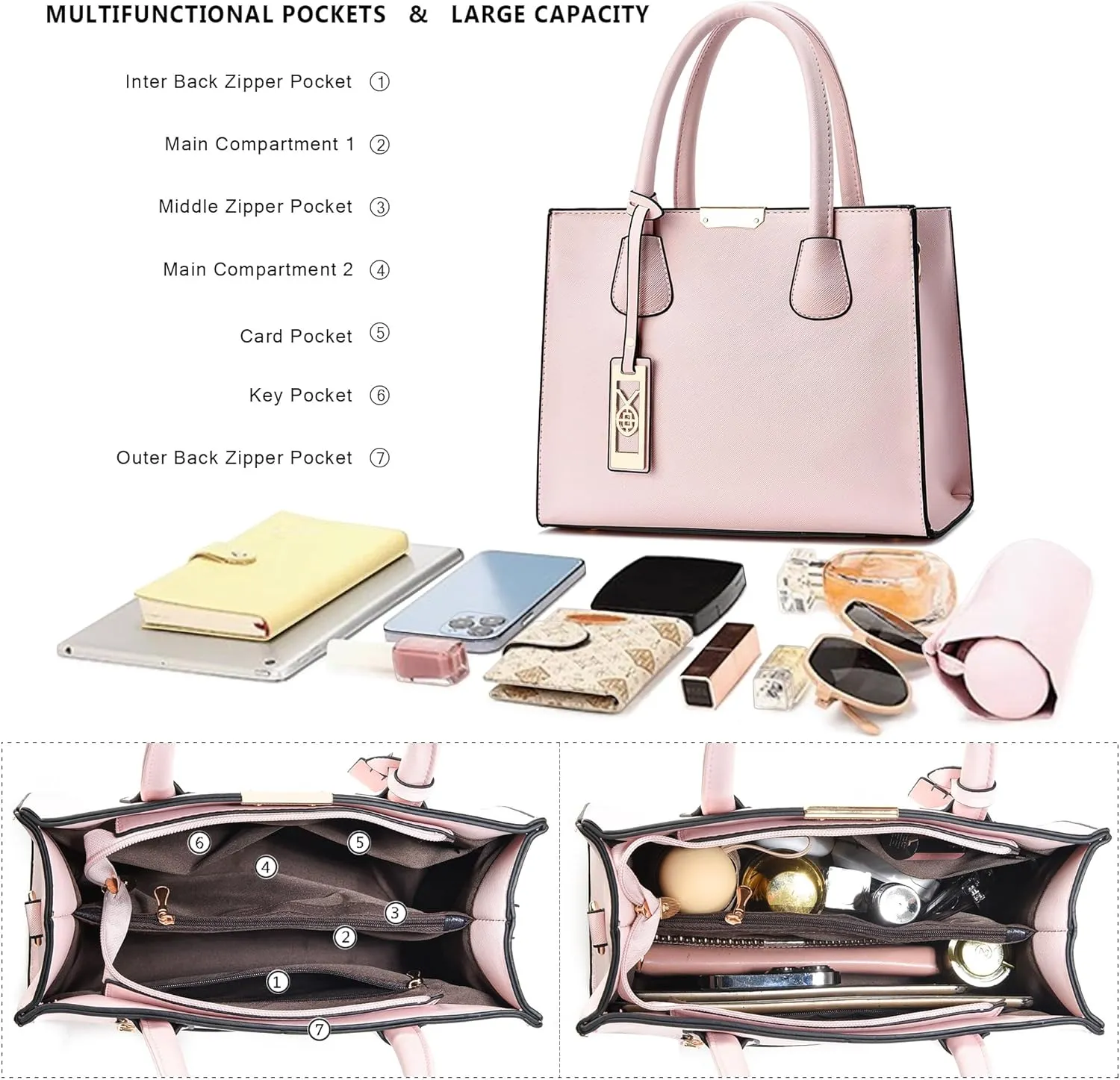 CHICAROUSAL Crossbody Purses and Handbags for Women PU Leather Tote Shoulder Bags Top Handle Satchel