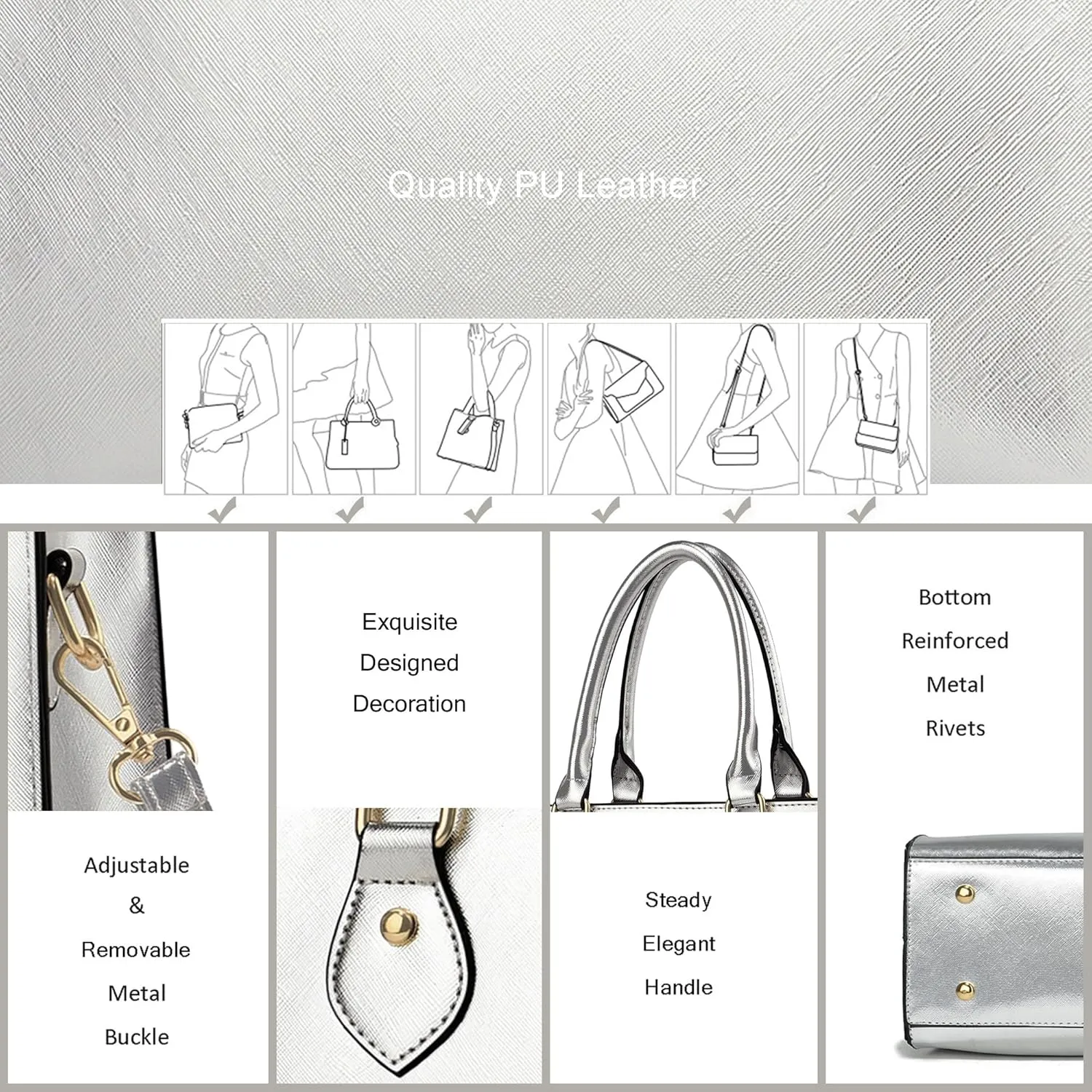 CHICAROUSAL Crossbody Purses and Handbags for Women PU Leather Tote Top Handle Satchel Shoulder Bags