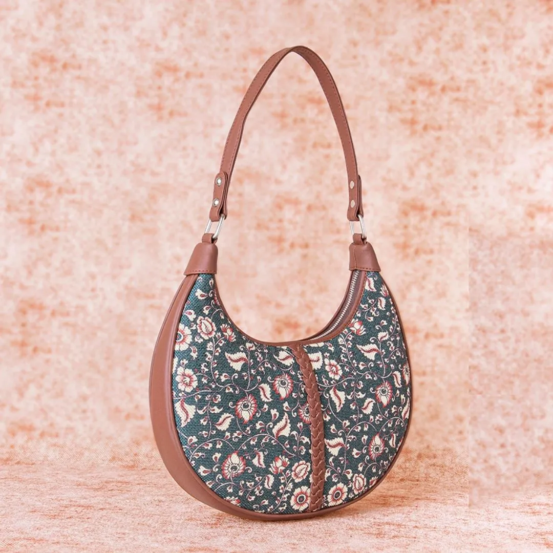 Chittoor Blue Kalamkari Hobo Bag