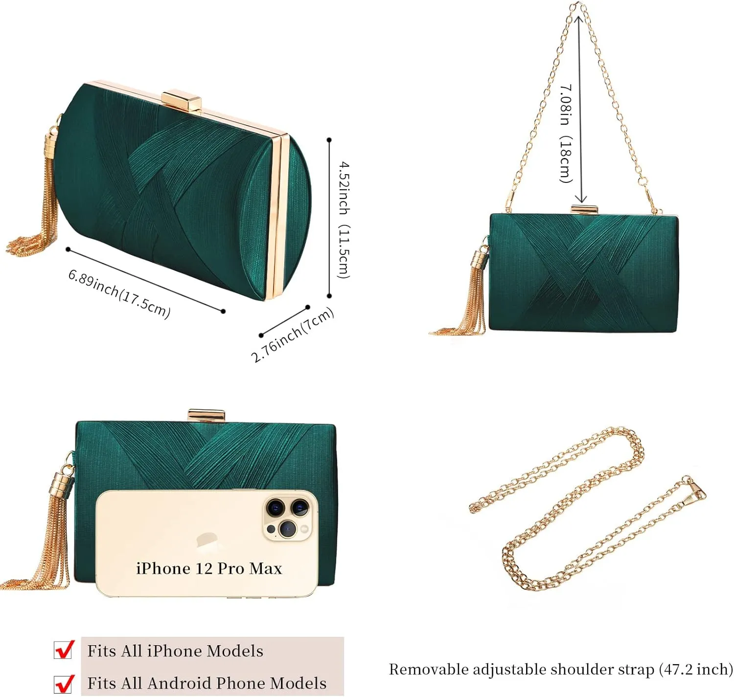 Clutch Purses For Women Tassel Evening Clutch bag Cross Body & Shoulder Bag For Wedding Night out Party
