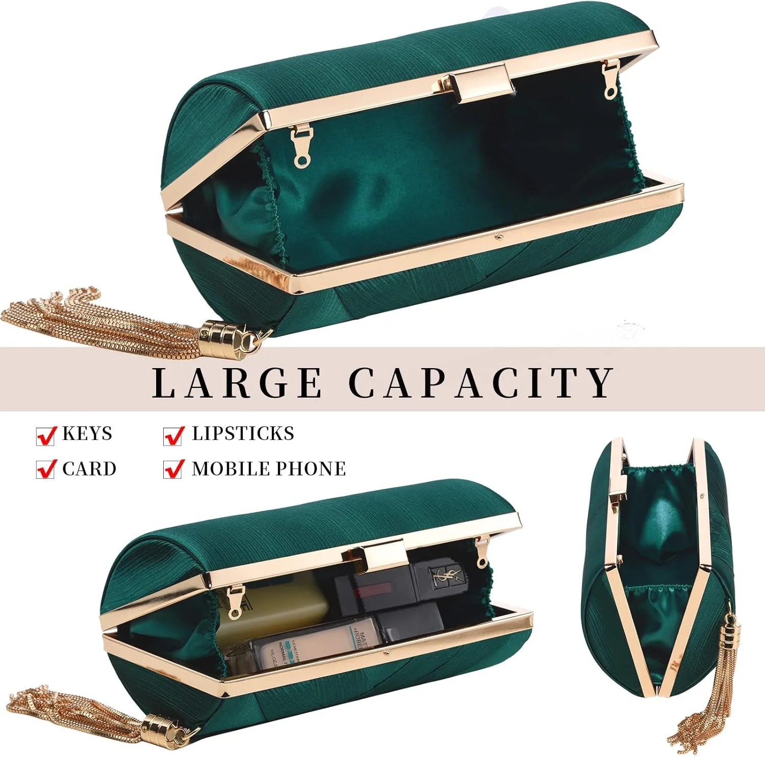 Clutch Purses For Women Tassel Evening Clutch bag Cross Body & Shoulder Bag For Wedding Night out Party