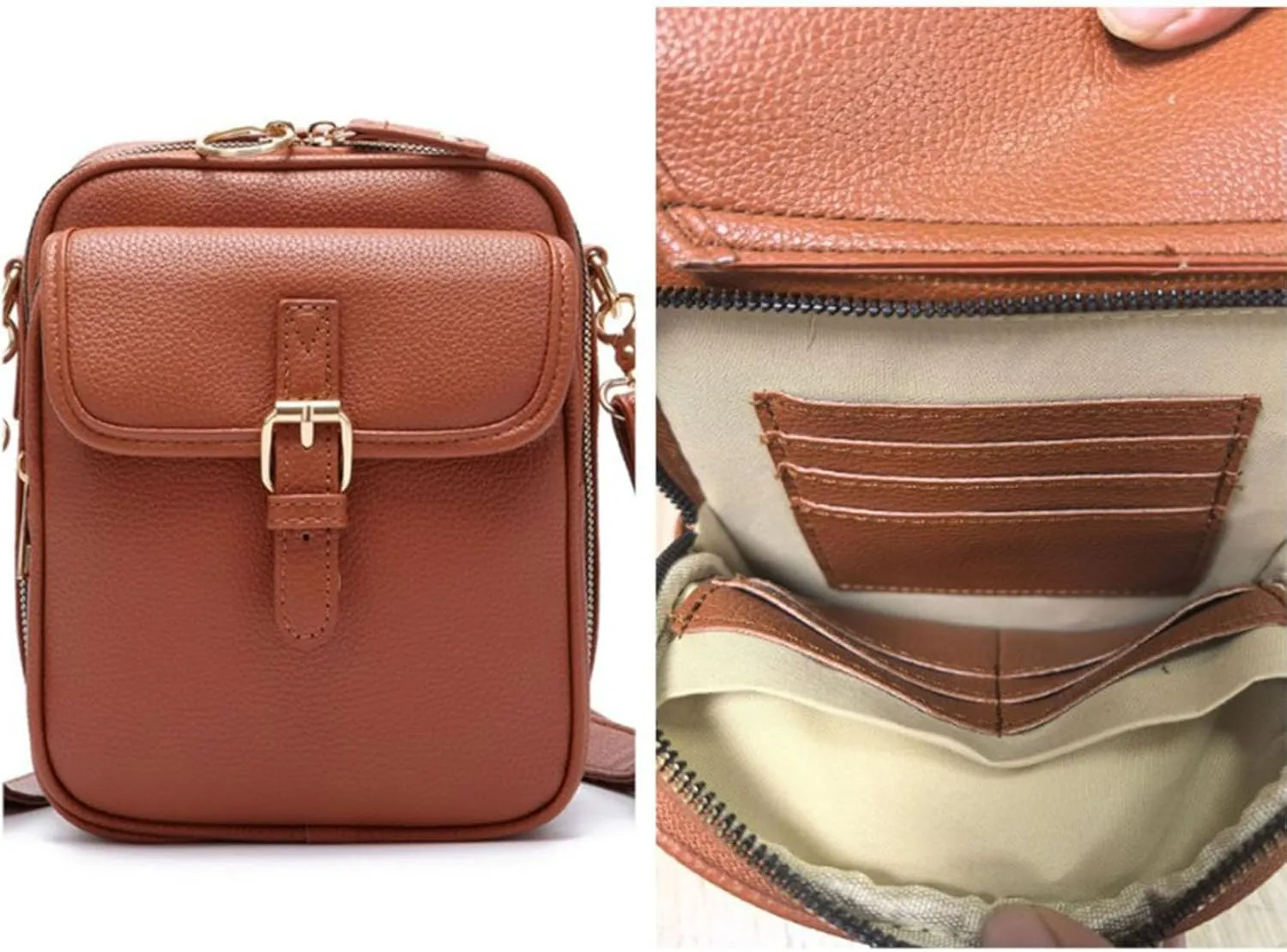 Collaboraten1 Crossbody Leather Bag, Urvashi Crossbody Leather Bag for women, with Built in Wallet, Vintage Anti-Theft
