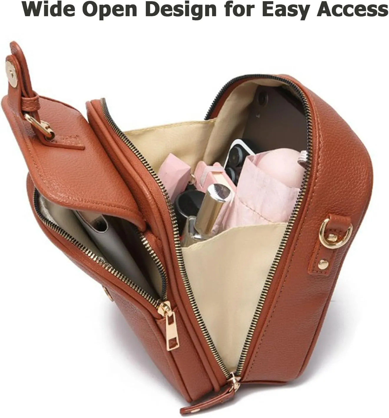 Collaboraten1 Crossbody Leather Bag, Urvashi Crossbody Leather Bag for women, with Built in Wallet, Vintage Anti-Theft