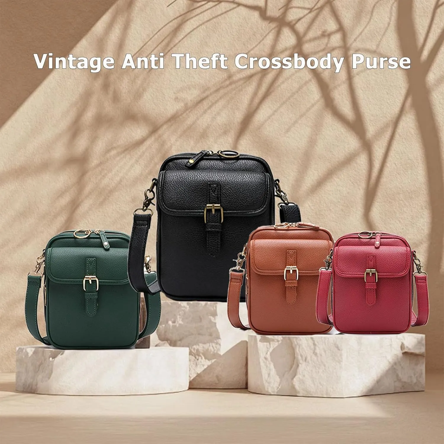 Collaboraten1 Crossbody Leather Bag, Urvashi Crossbody Leather Bag for women, with Built in Wallet, Vintage Anti-Theft