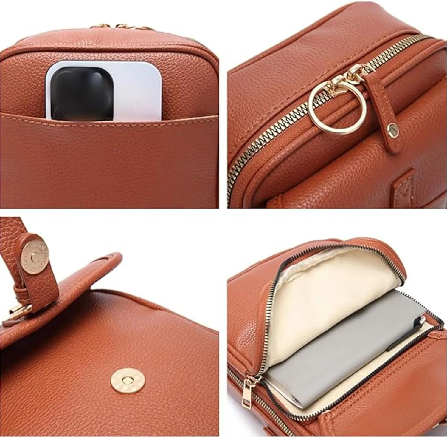 Collaboraten1 Crossbody Leather Bag, Urvashi Crossbody Leather Bag for women, with Built in Wallet, Vintage Anti-Theft