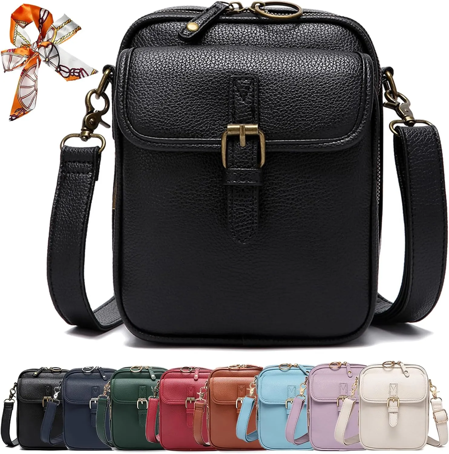 Collaboraten1 Crossbody Leather Bag, Urvashi Crossbody Leather Bag for women, with Built in Wallet, Vintage Anti-Theft