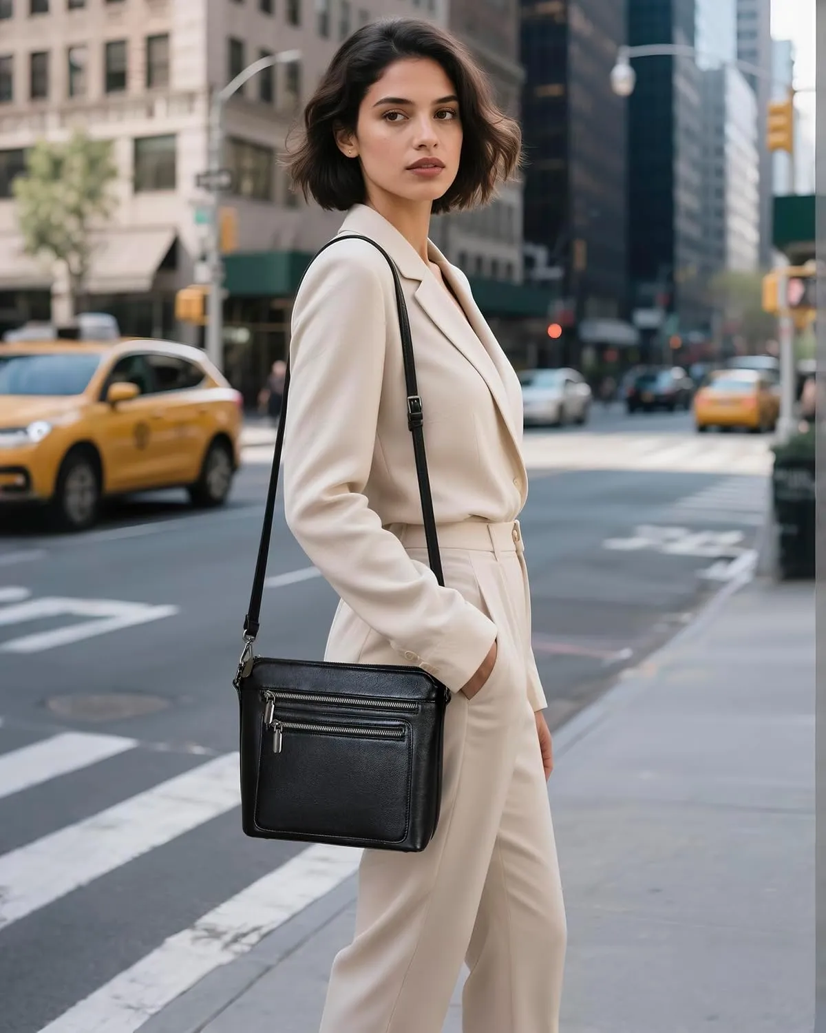 COOLCY Genuine Leather Crossbody Bags for Women Purses and Handbags for Ladies with Multiple Pockets Shoulder Satchel Bag