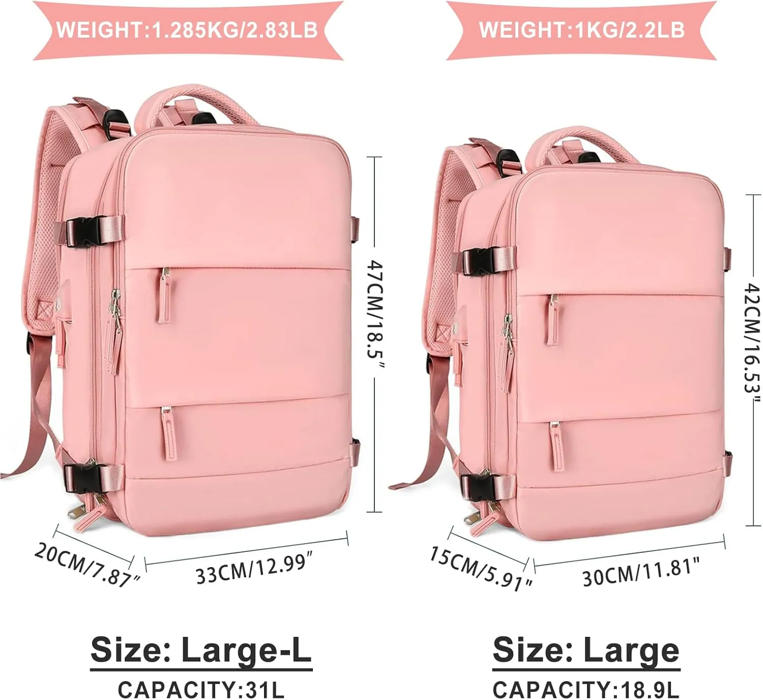 coowoz Large Travel Backpack For Women Men,Carry On Backpack,Hiking Backpack Waterproof Outdoor Sports Rucksack Casual Daypack Travel Essentials