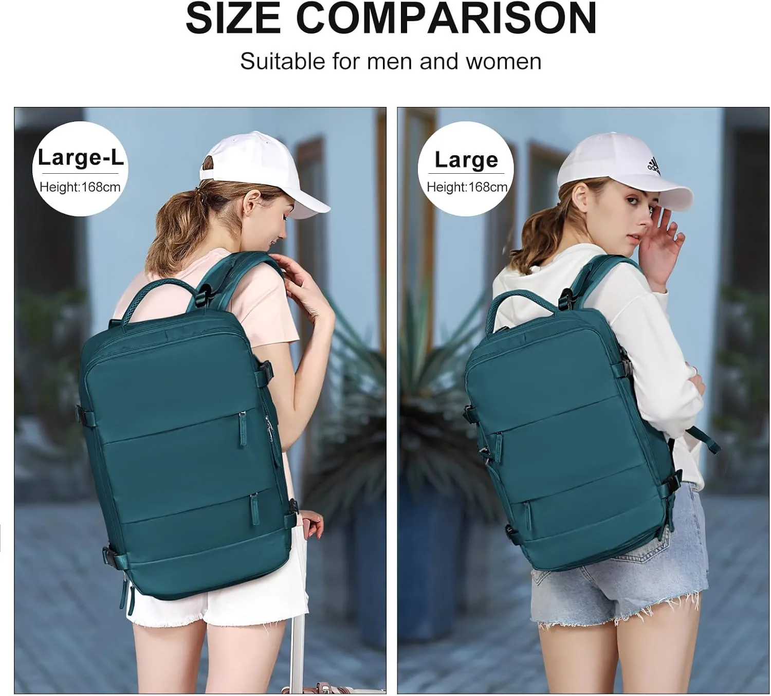 coowoz Large Travel Backpack For Women Men,Carry On Flight Approved,Hiking Waterproof Outdoor Sports Rucksack Casual Daypack Fit 15.6 Inch Laptop Shoes Compartment (Peacock Blue)
