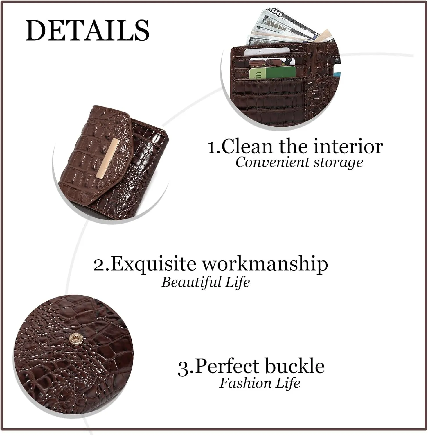 Crocodile Small Wallets Short Vintage Leather Credit Card Holder Luxury Clutch Mini Coin Purse for Women