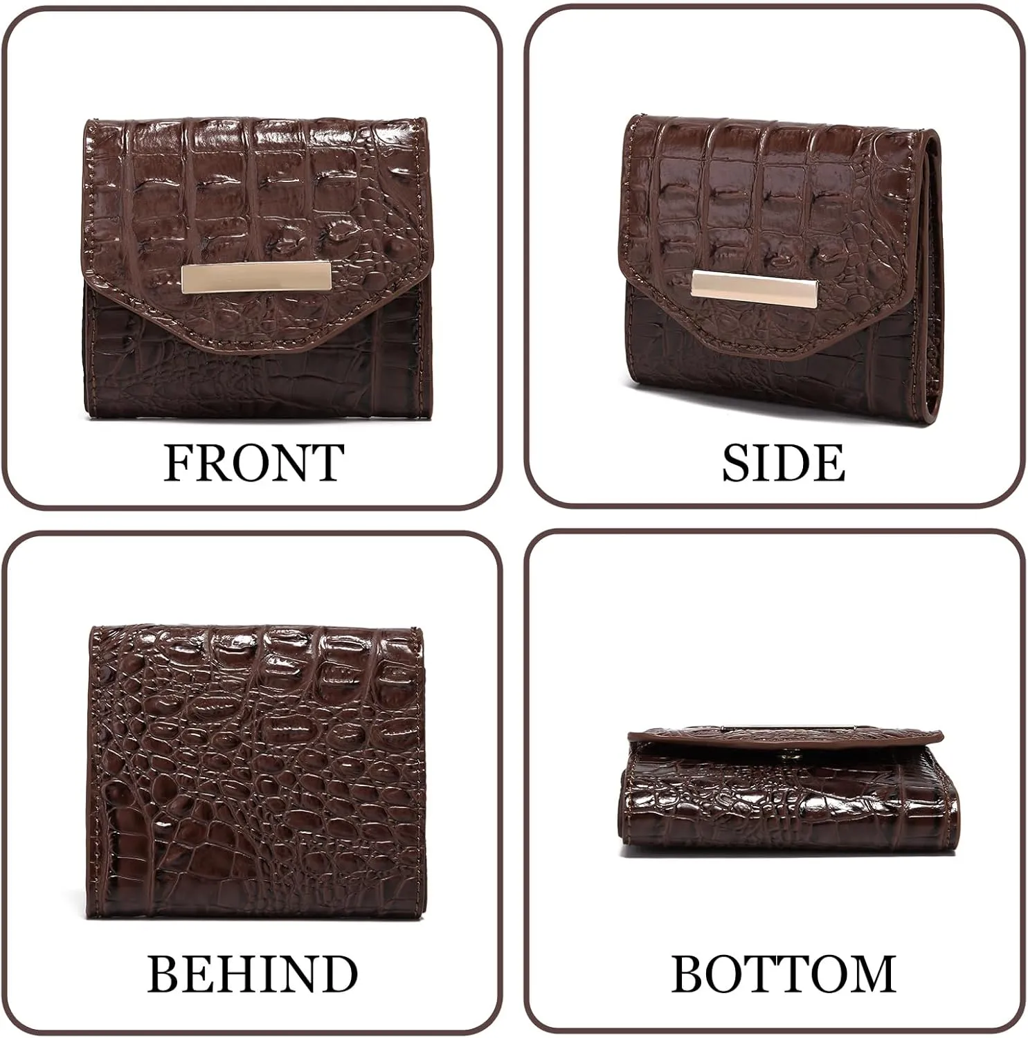 Crocodile Small Wallets Short Vintage Leather Credit Card Holder Luxury Clutch Mini Coin Purse for Women