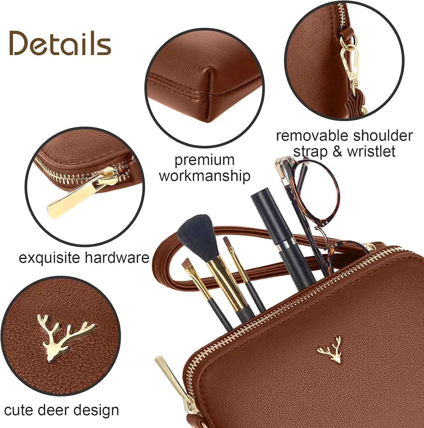 Crossbody Bag for Women, Vegan Leather Women Crossbody Purse Small Shoulder Handbags, Ladies Wristlet Clutch