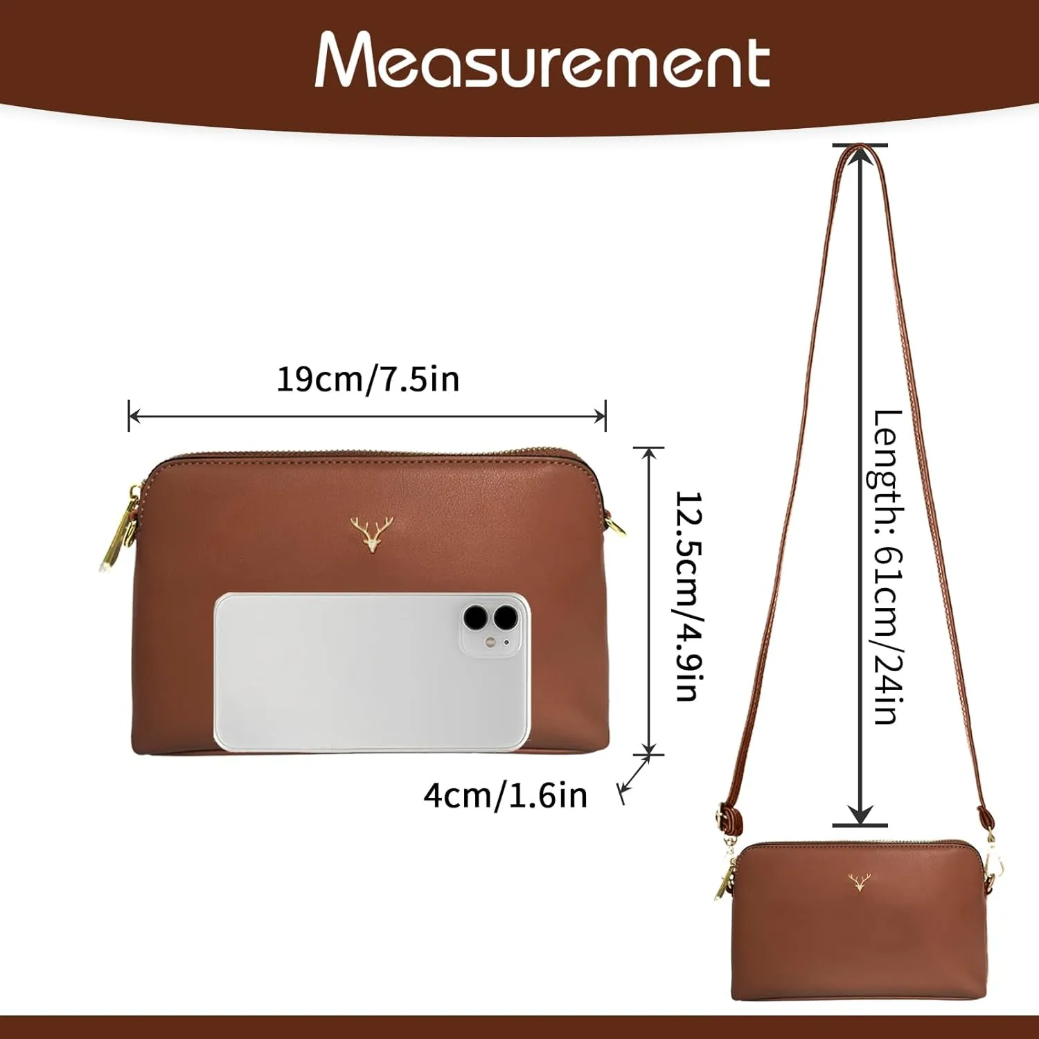 Crossbody Bag for Women, Vegan Leather Women Crossbody Purse Small Shoulder Handbags, Ladies Wristlet Clutch