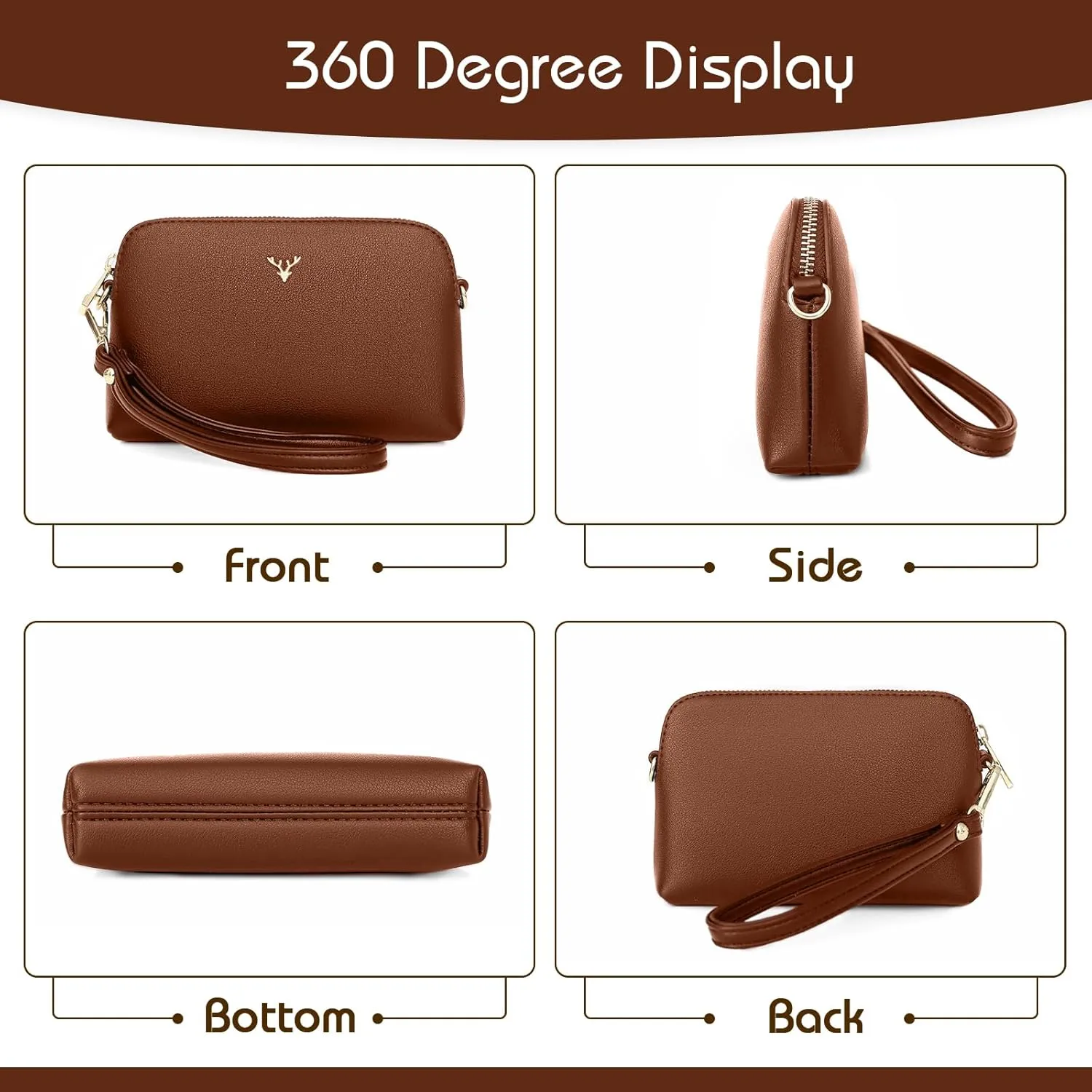 Crossbody Bag for Women, Vegan Leather Women Crossbody Purse Small Shoulder Handbags, Ladies Wristlet Clutch
