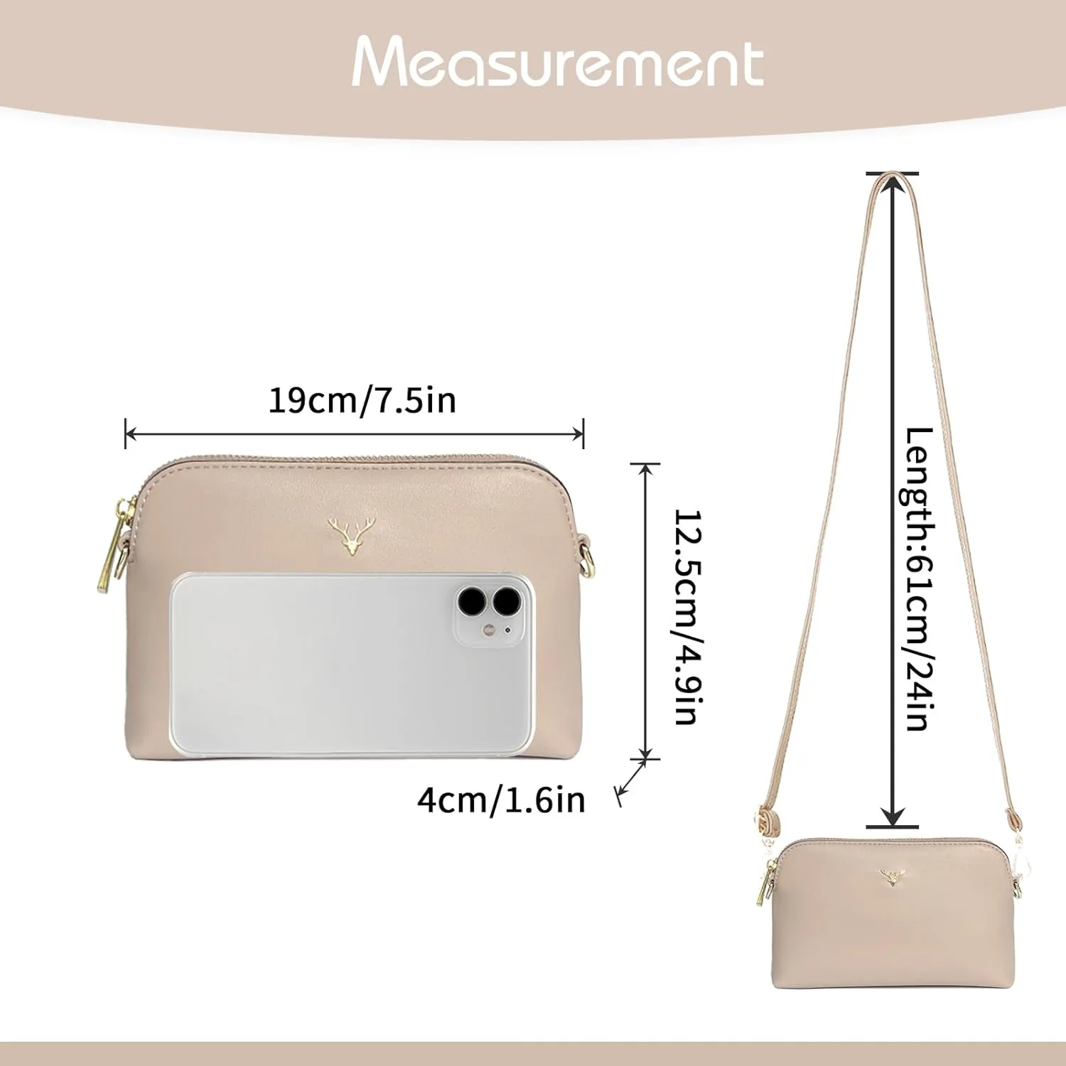 Crossbody Bag for Women, Vegan Leather Women Crossbody Purse Small Shoulder Handbags, Ladies Wristlet Clutch