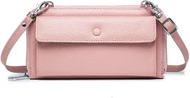 Crossbody Mini Handbag Genuine Leather Transparent Touch Screen Phone Wallet for Women
