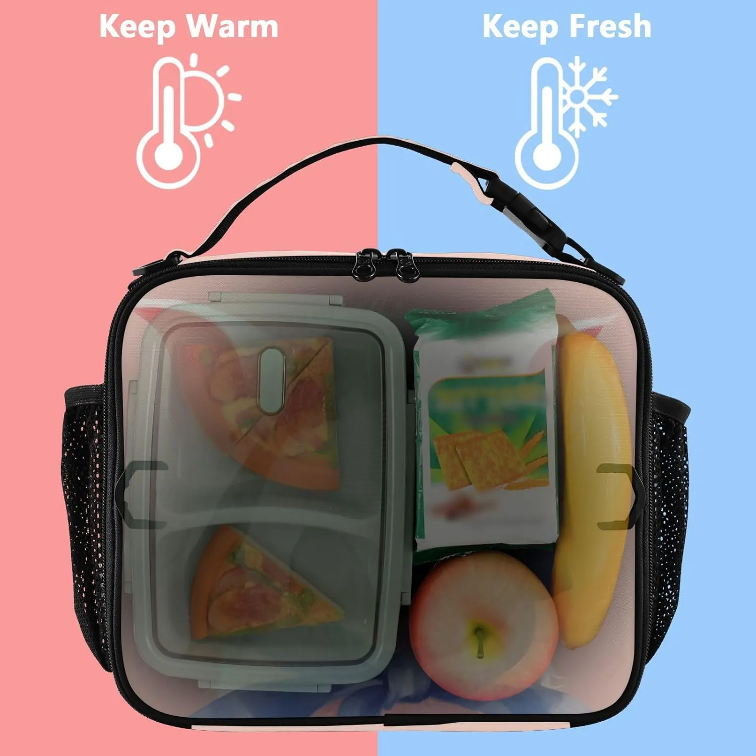 Cute Pig Lunch Bag Insulated Reusable Lunch Box with Adjustable Shoulder Belt Portable Lunch Tote Bag Cooler Bag for Women Girls Travel Office Picnic