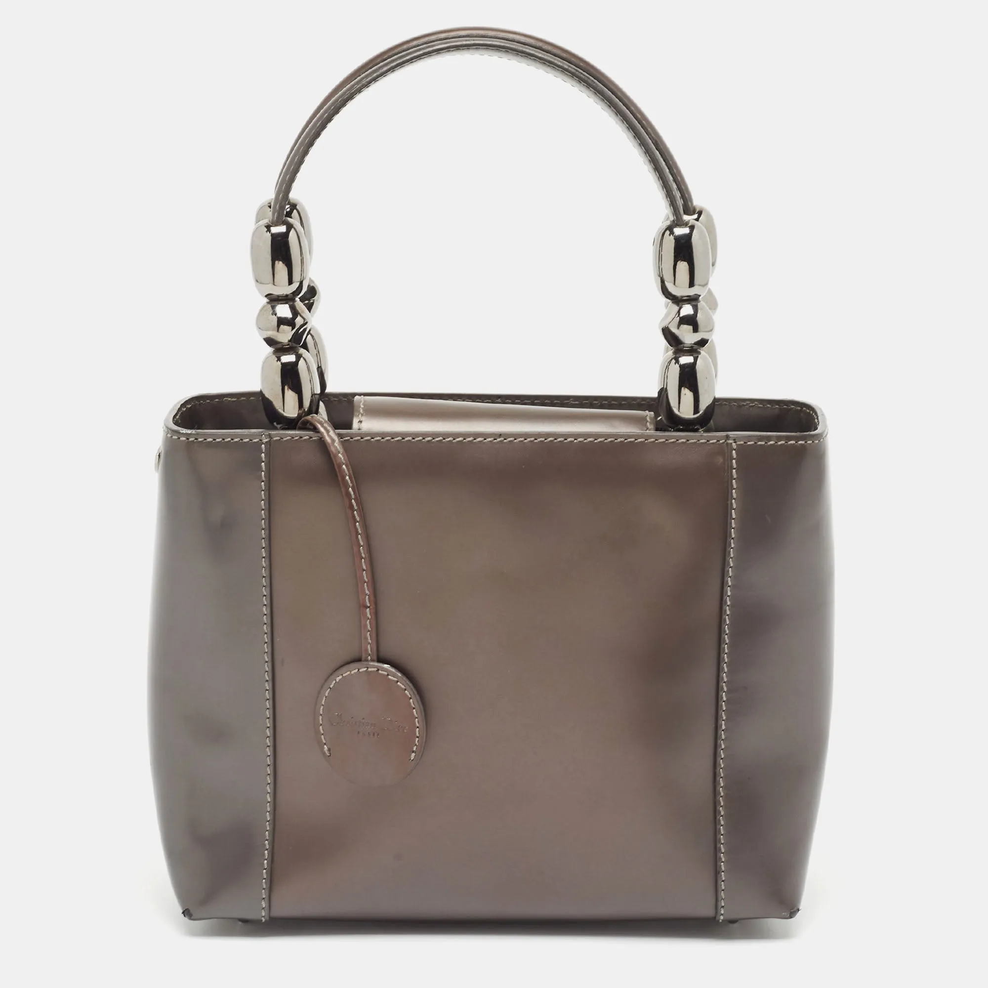 DIOR Metallic Dark Grey Leather Malice Tote