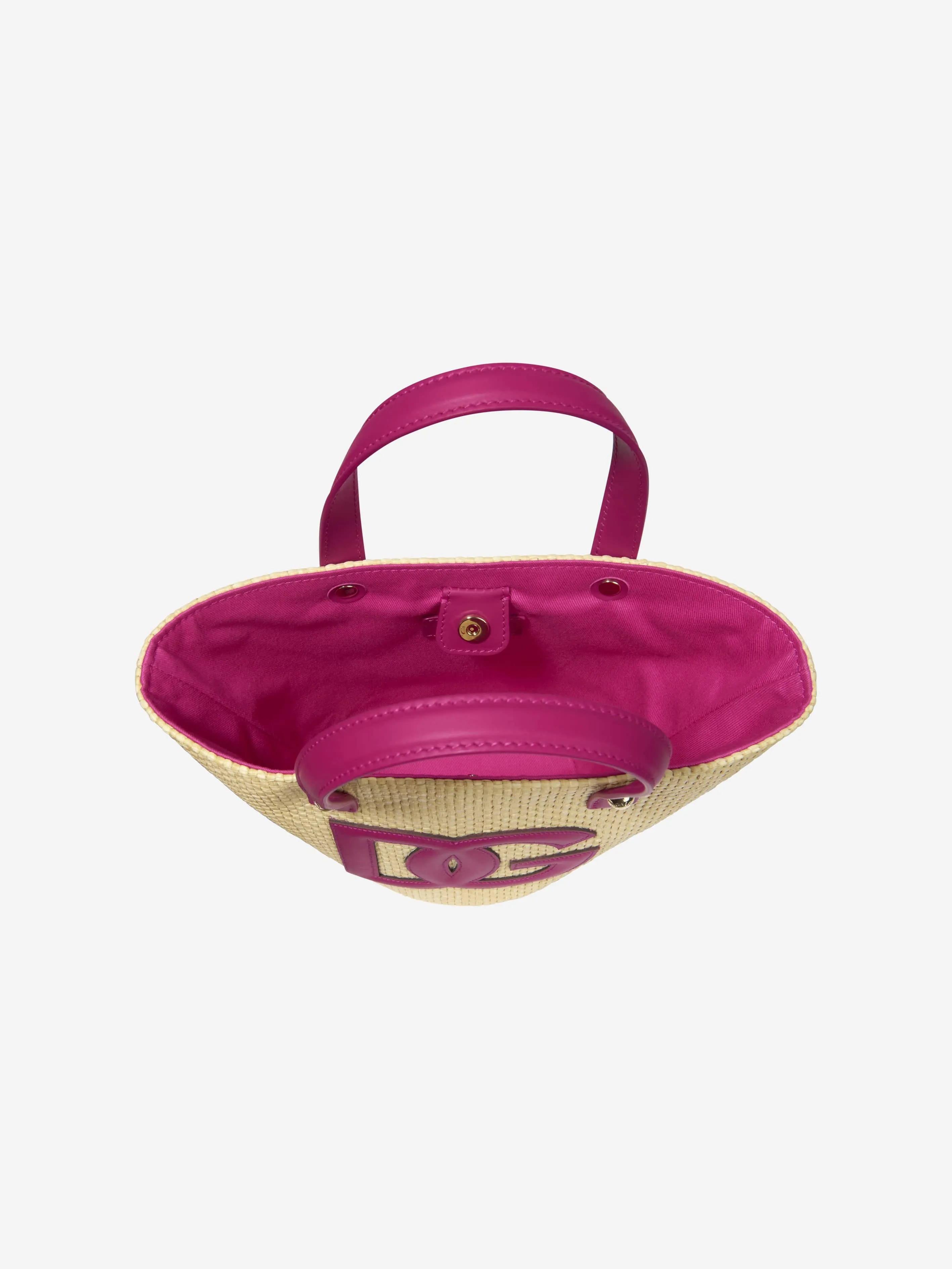 Dolce & Gabbana Girls Straw Logo Tote Bag (W:27cm)
